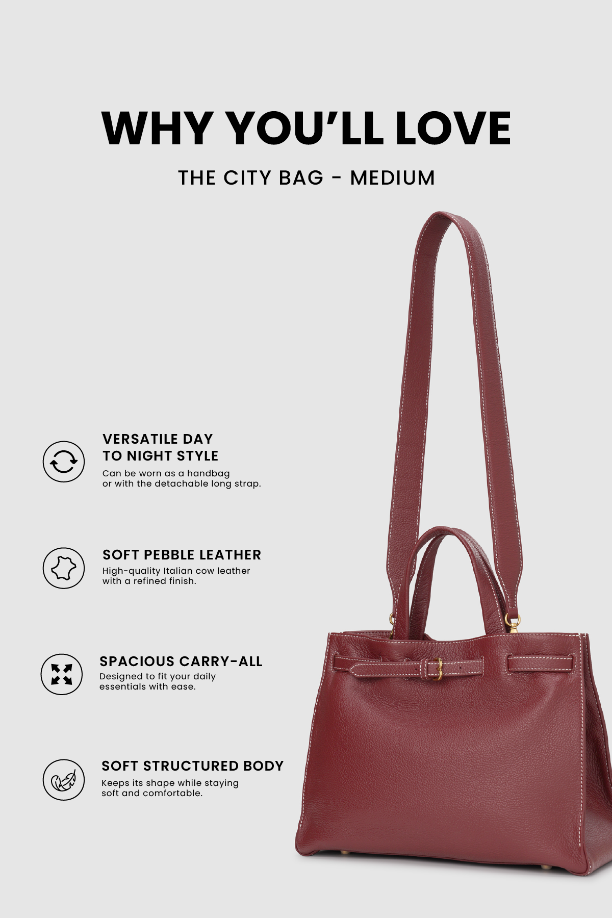 The City Bag Medium - Cremisi