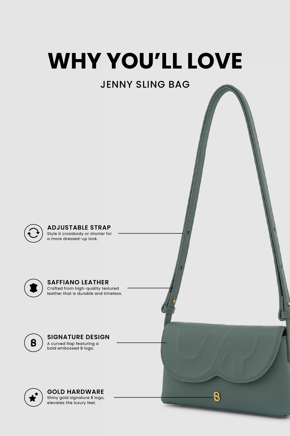 Jenny Sling Bag - Slate Green