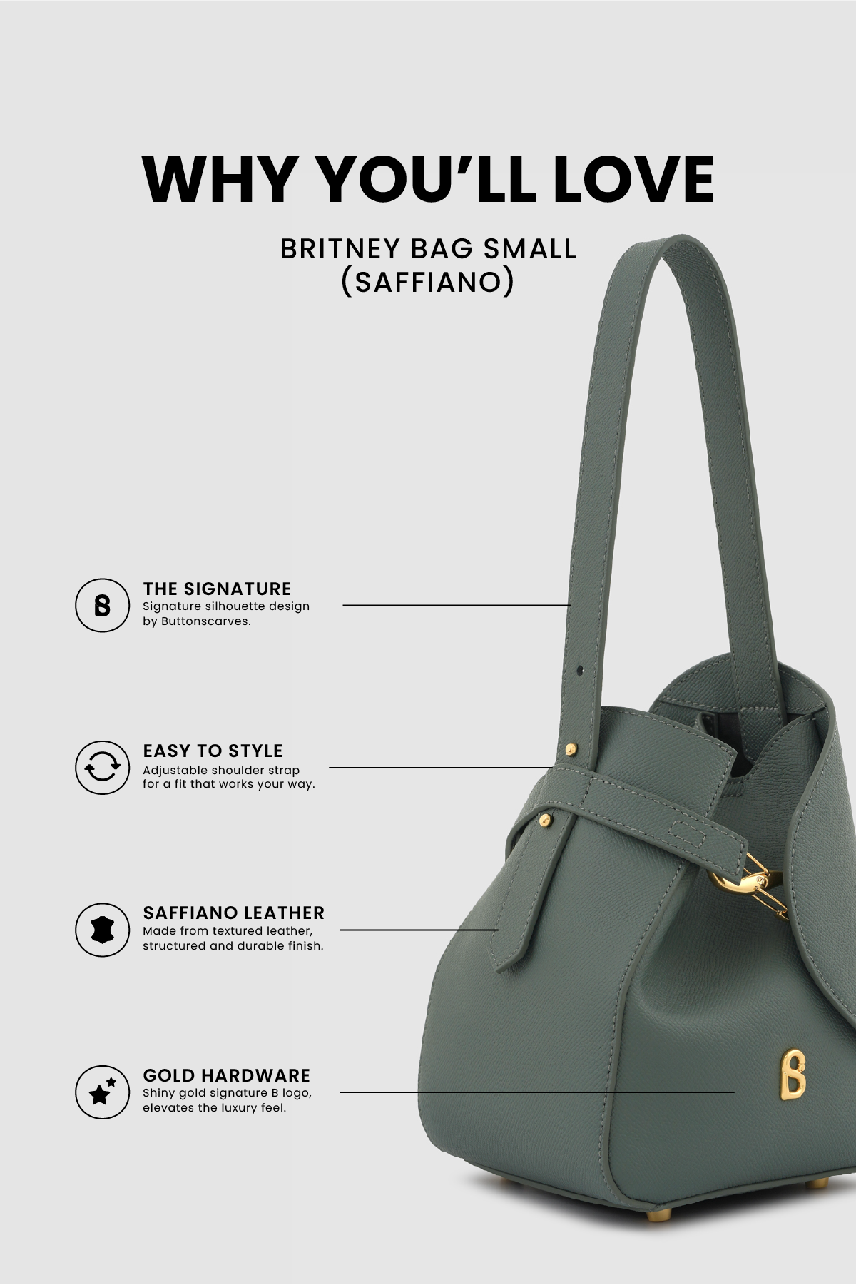 Britney Bag Small - Saffiano Leather - Loden