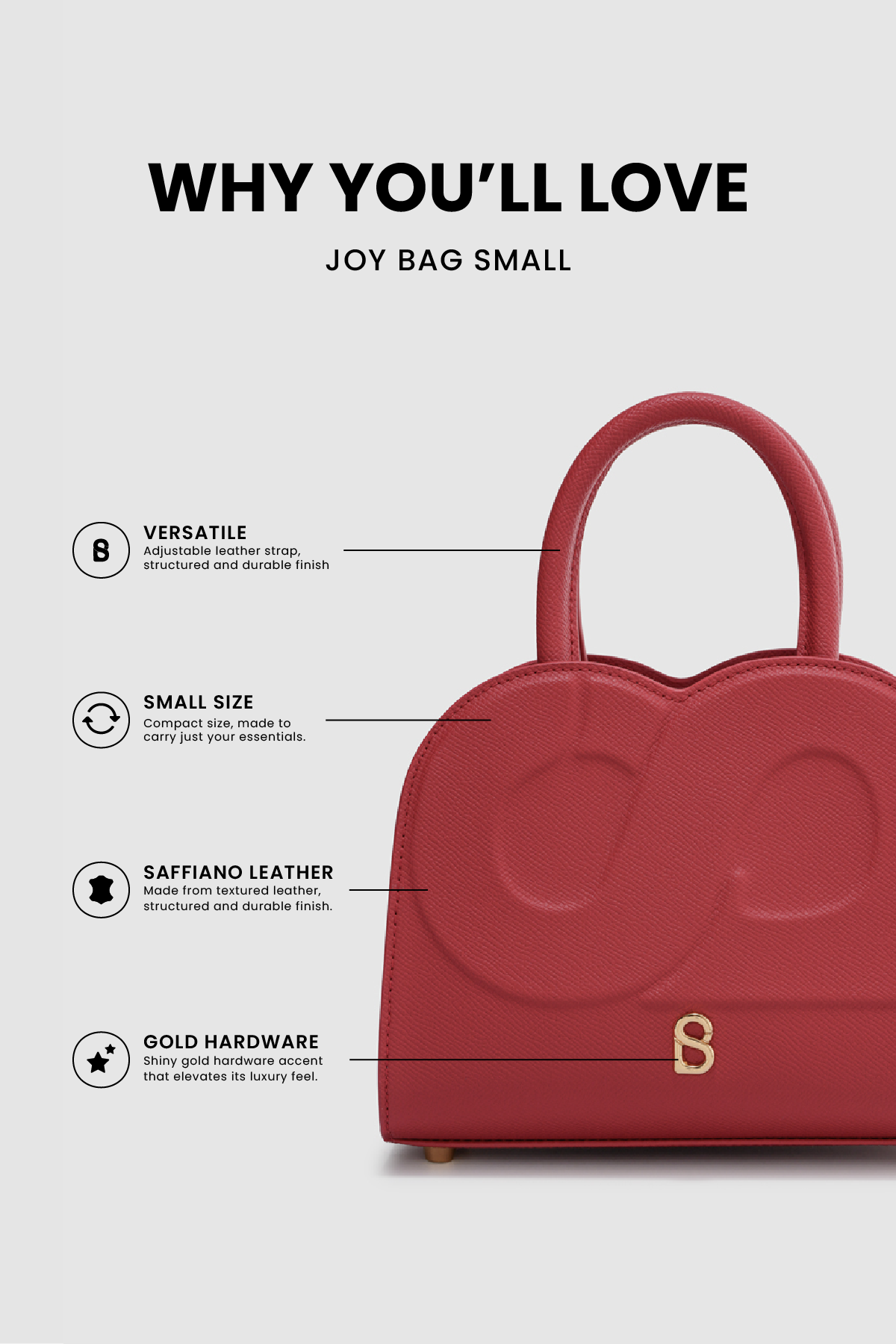Joy Bag Small - Saffiano Leather - Lacca