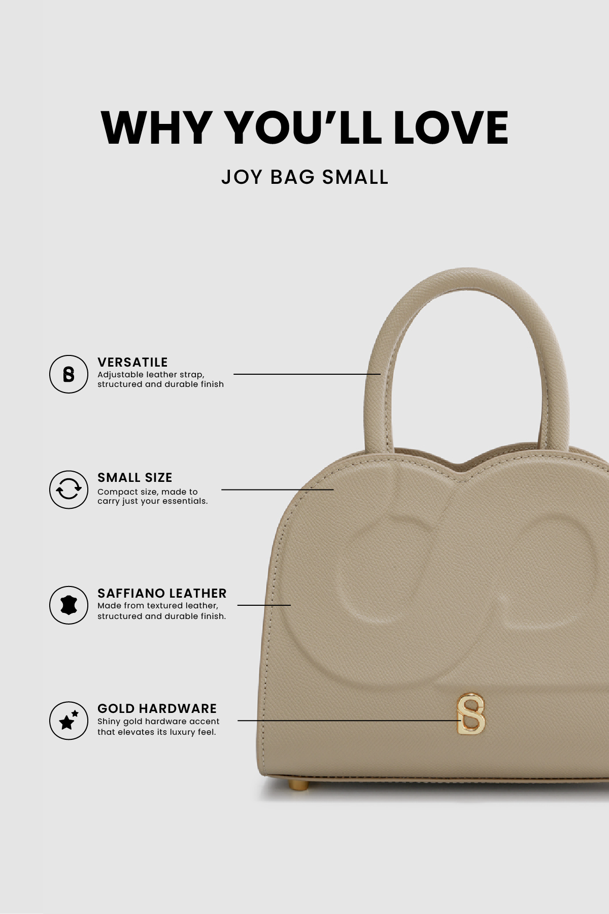 Joy Bag Small - Saffiano Leather - Clay