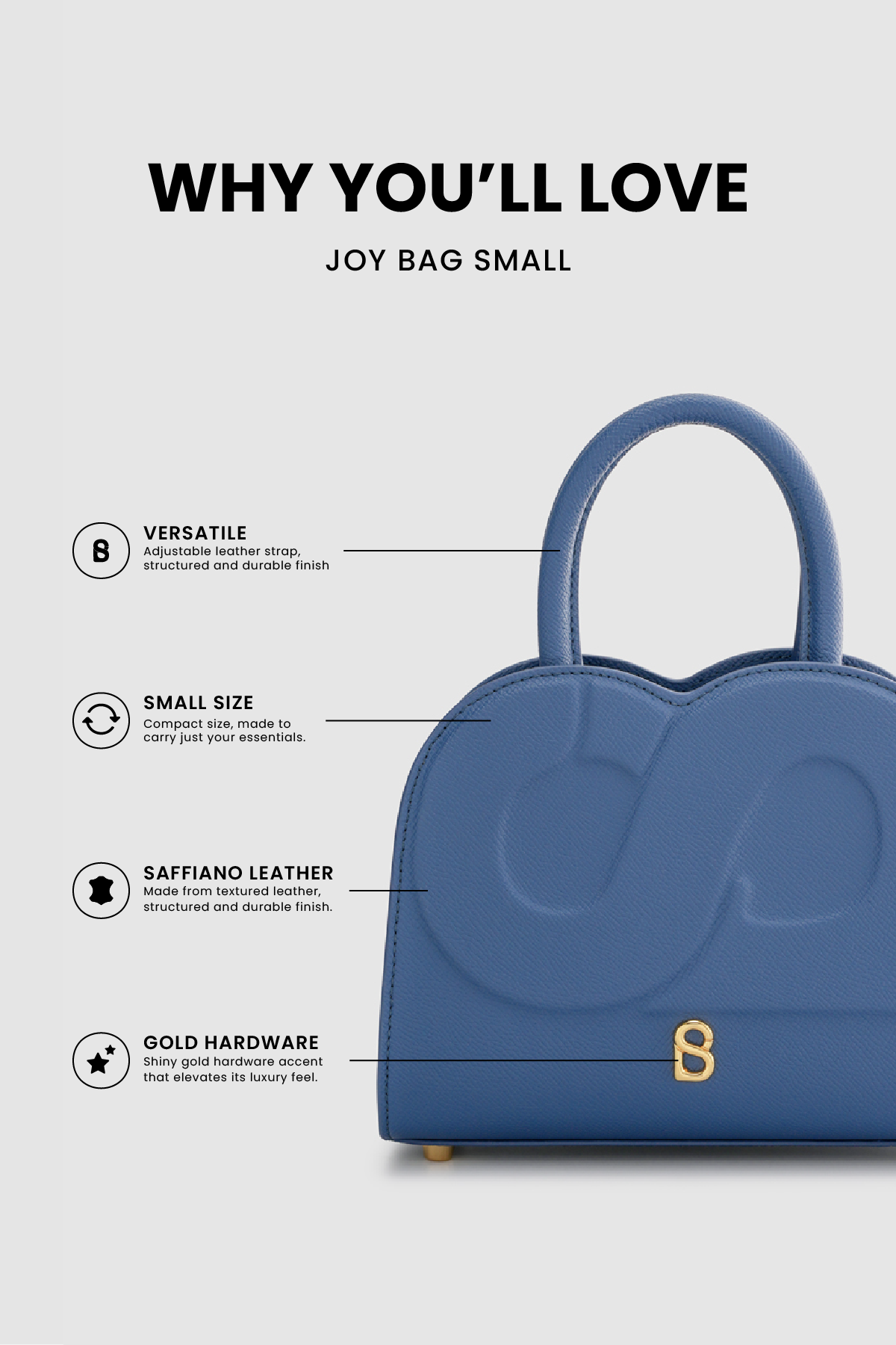 Joy Bag Small - Saffiano Leather - Bluebell