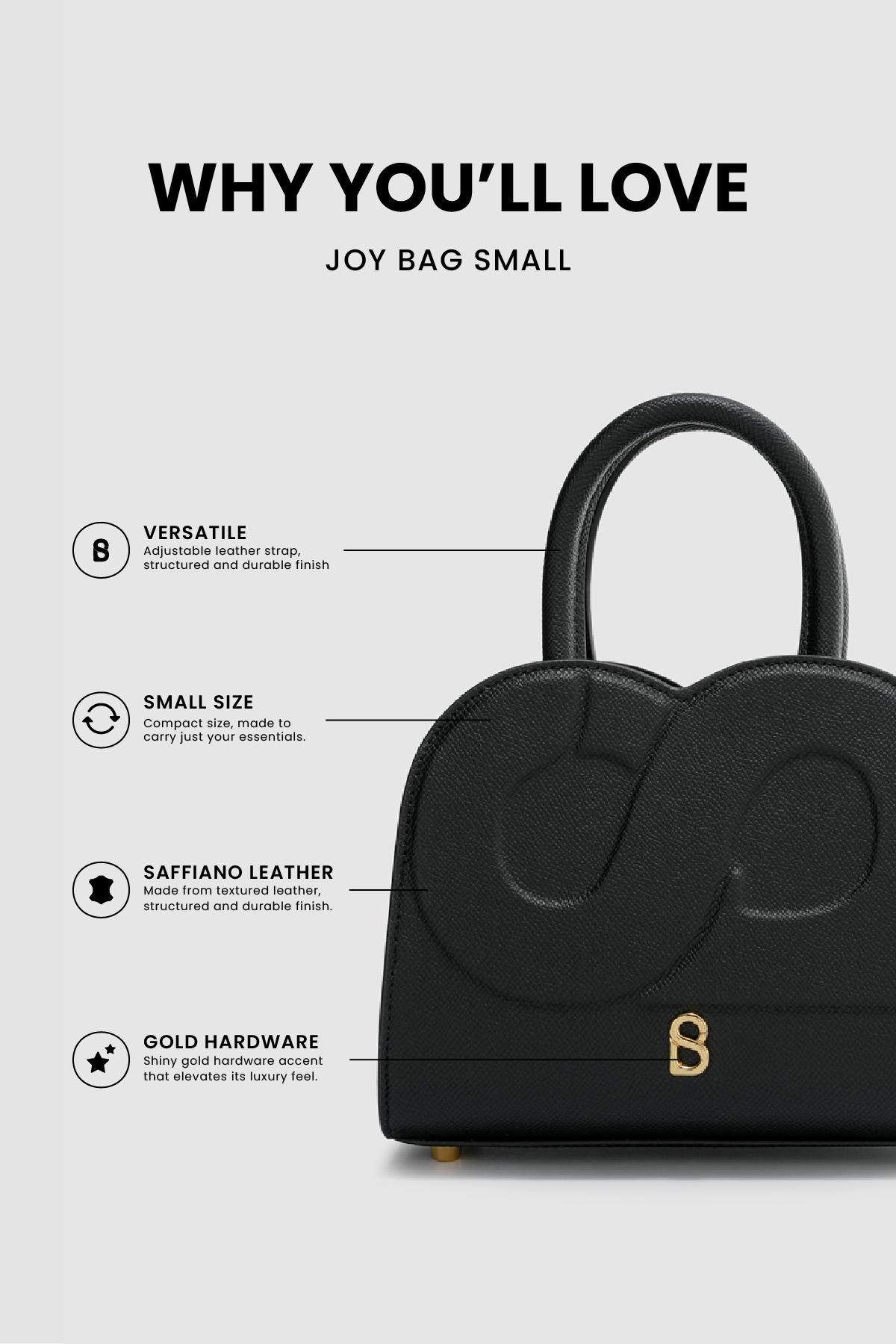 Joy Bag Small - Saffiano Leather - Black