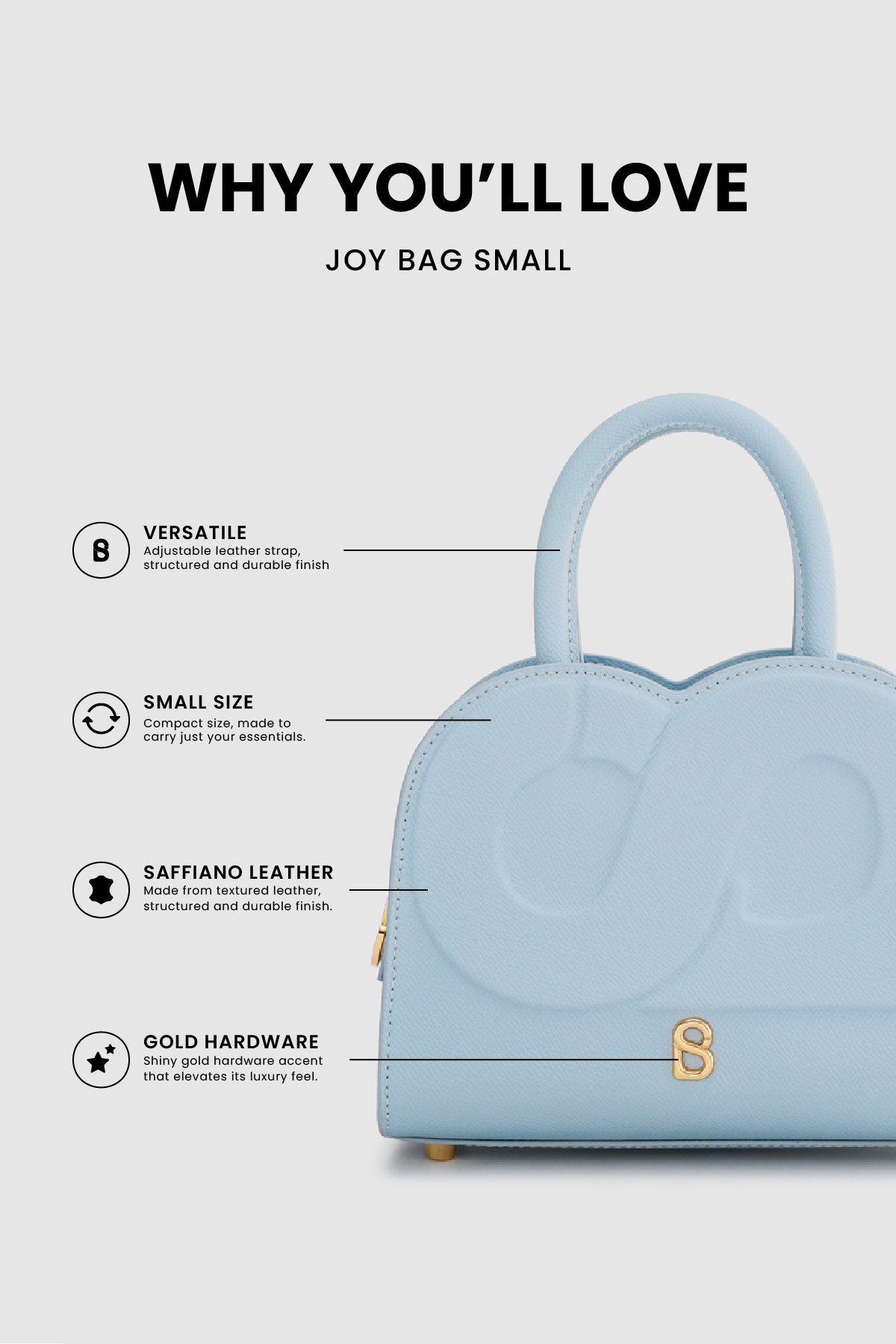 Joy Bag Small - Saffiano Leather - Waterfall