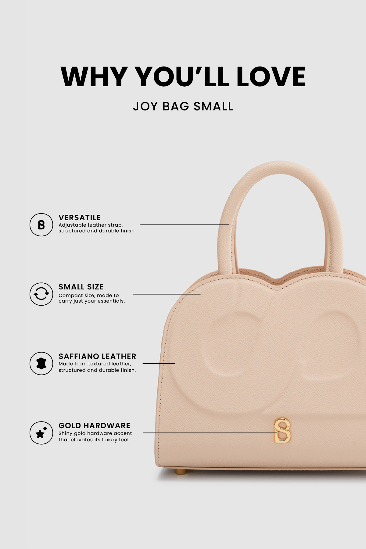 Joy Bag Small - Saffiano Leather - Seaside