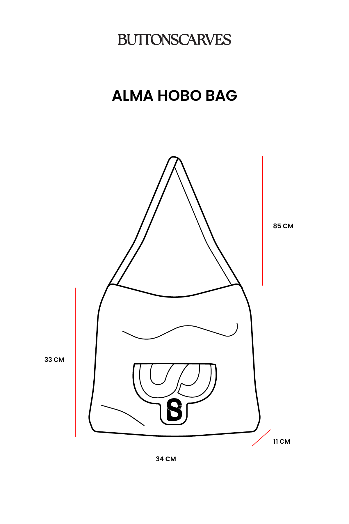 Alma Hobo Bag - Black