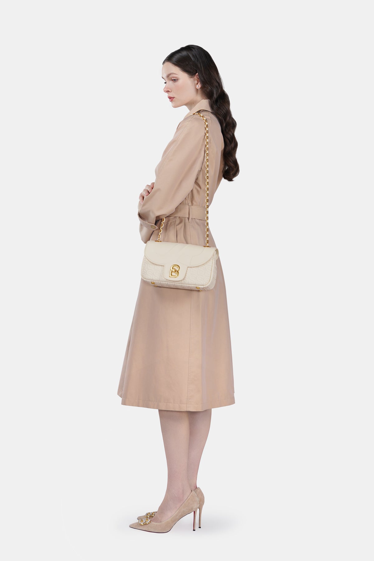 Aluna Leather Flap Bag Medium - Bone