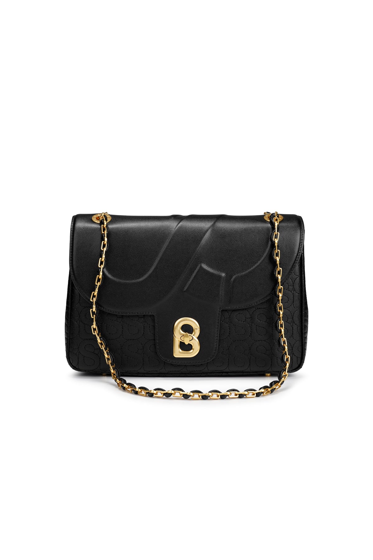 Aluna Leather Flap Bag Large - Black