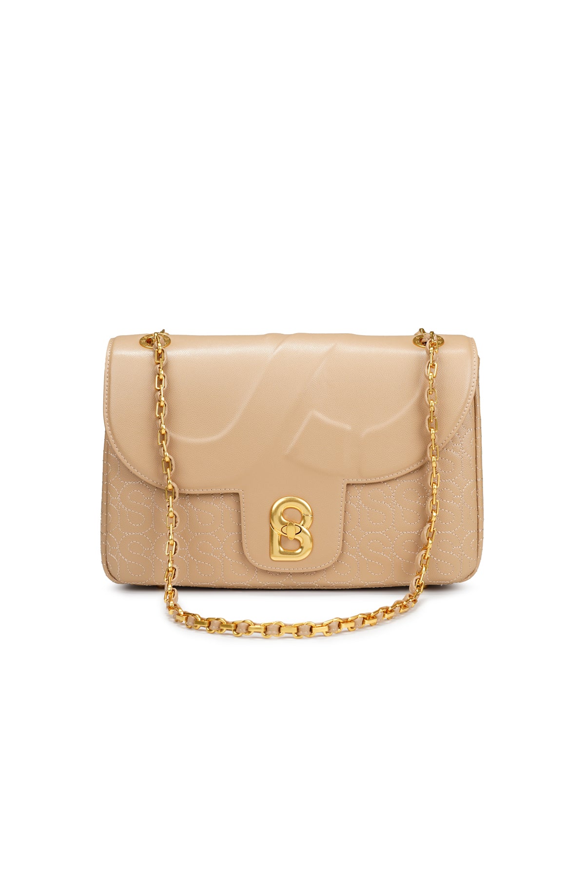 Aluna Leather Flap Bag Large - Coffee