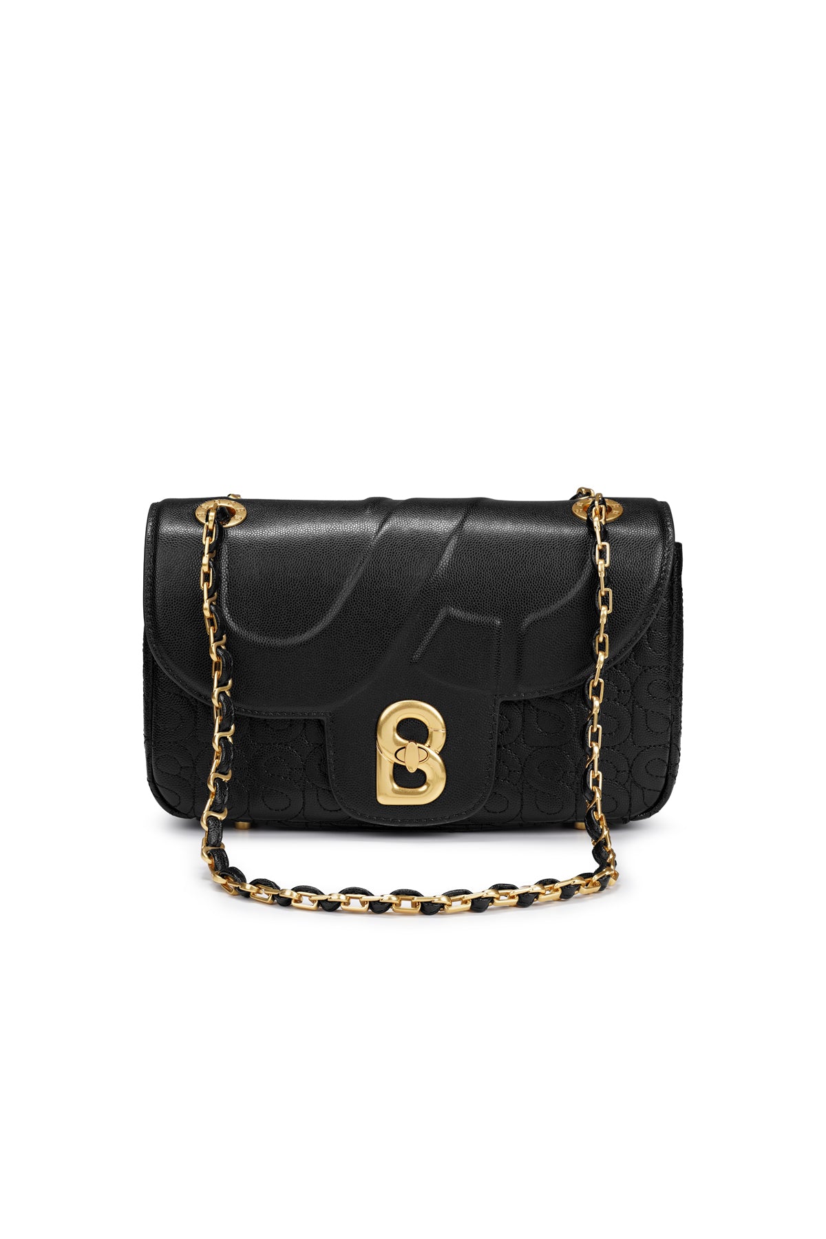 Aluna Leather Flap Bag Medium - Black