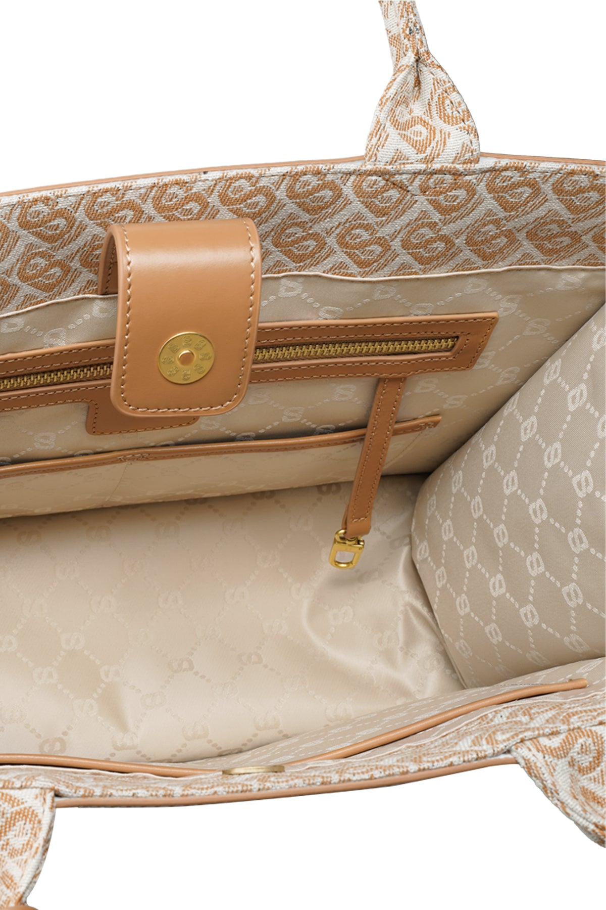 Bimu Jakarlı Tote Çanta Büyük Boy - Amber