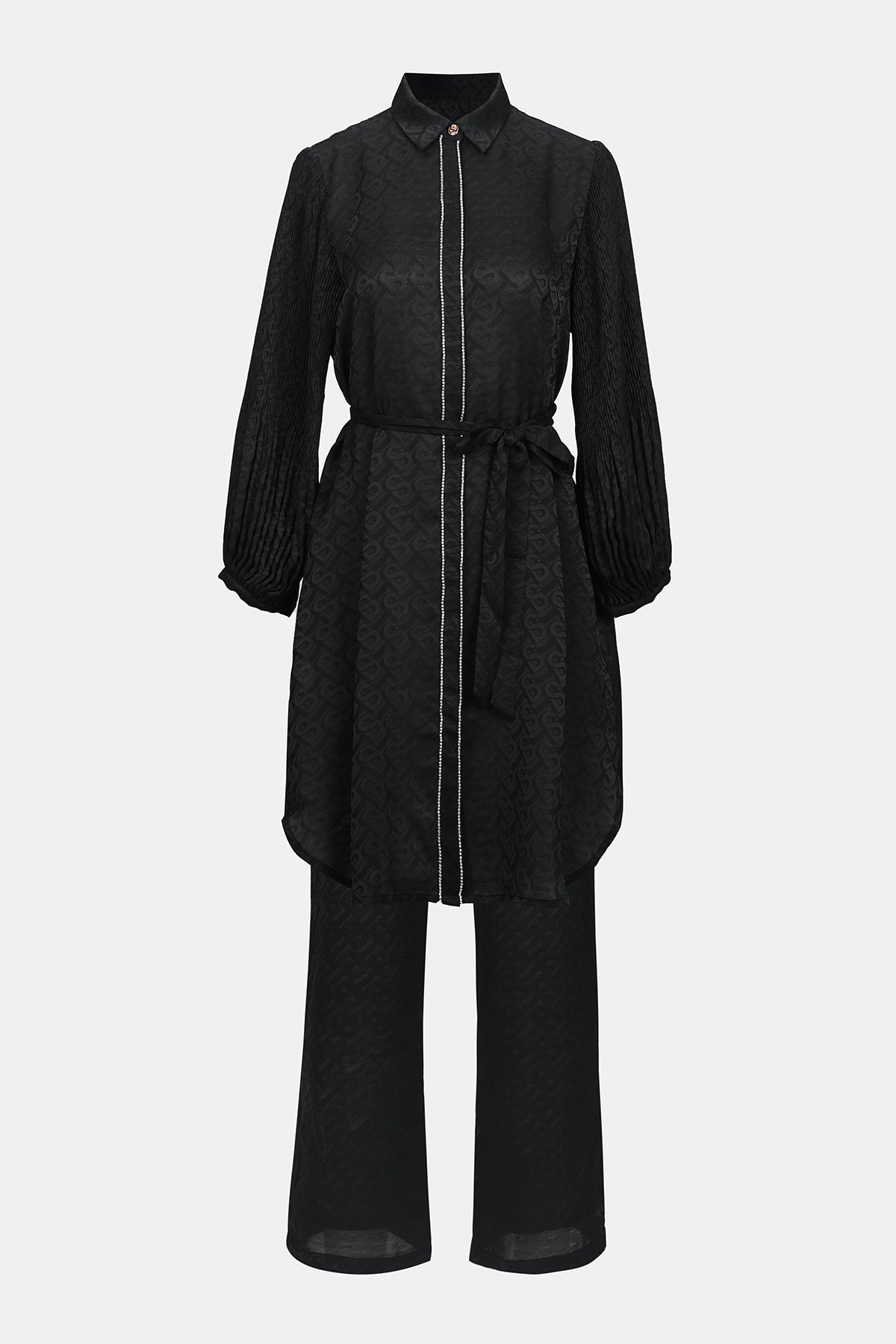 Bimu Monogram Satin Tunic Set - Eclipse