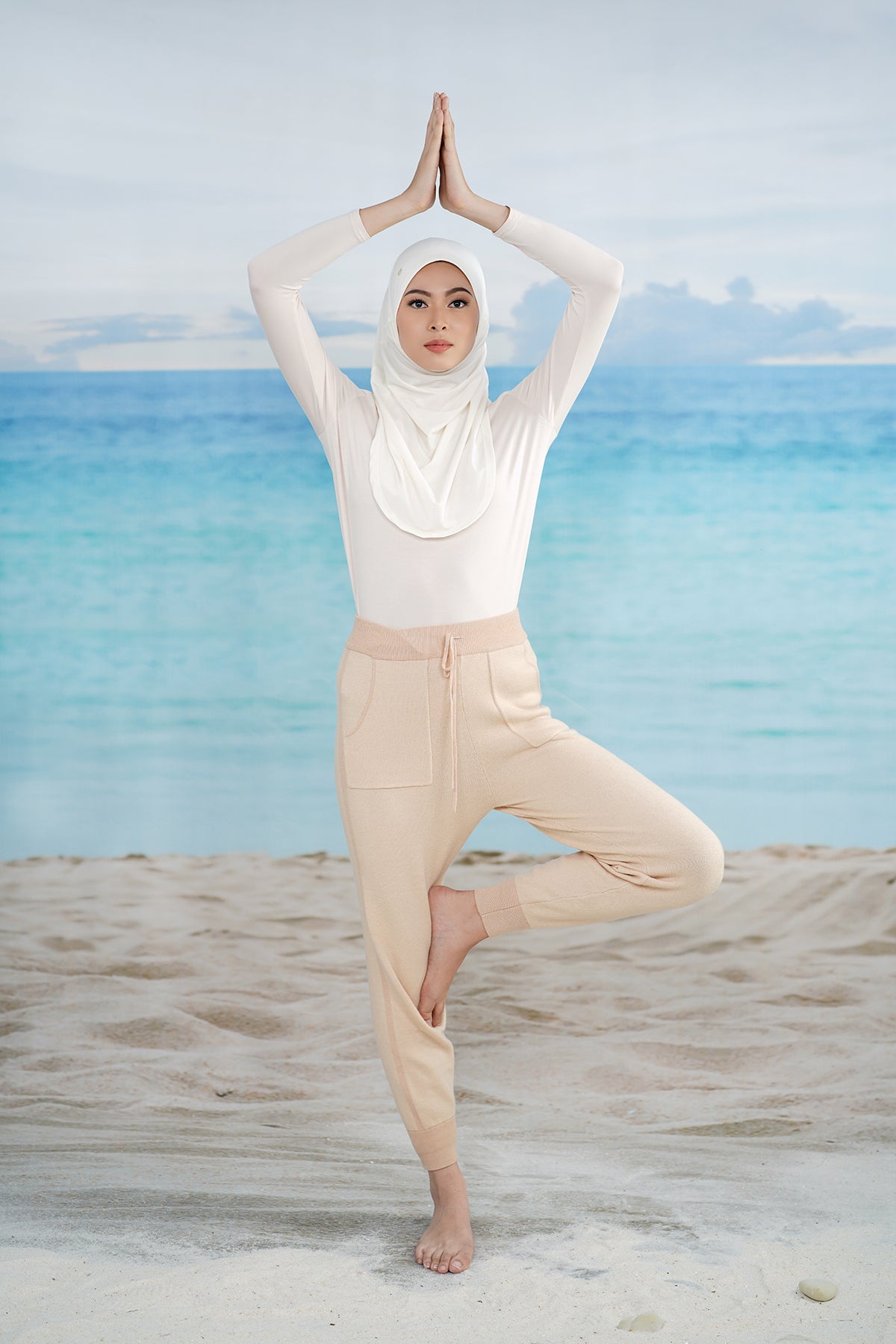 Active Slip-on Şort - Fildişi