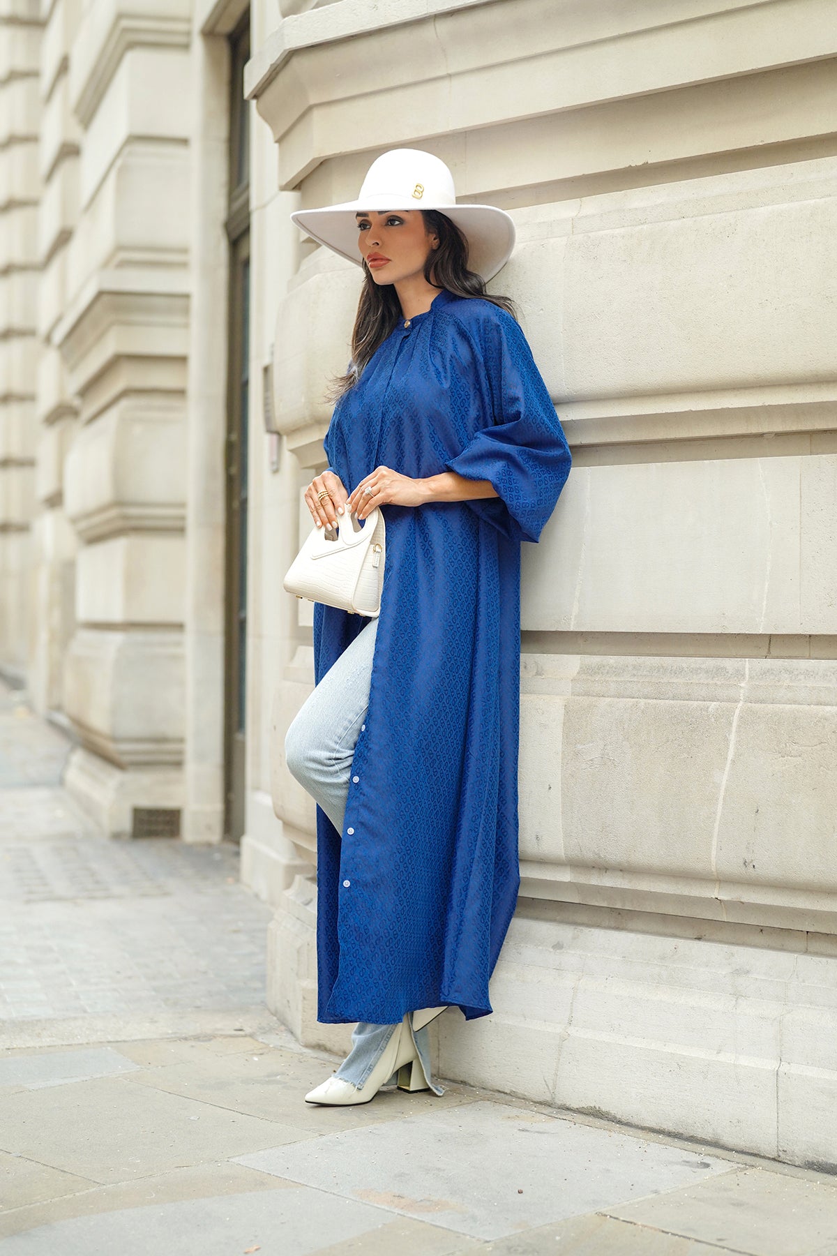 Monogram Embossed Maxi Dress - Navy