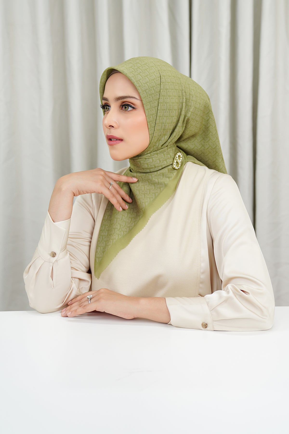 Bimu Voile Square - Green Moss