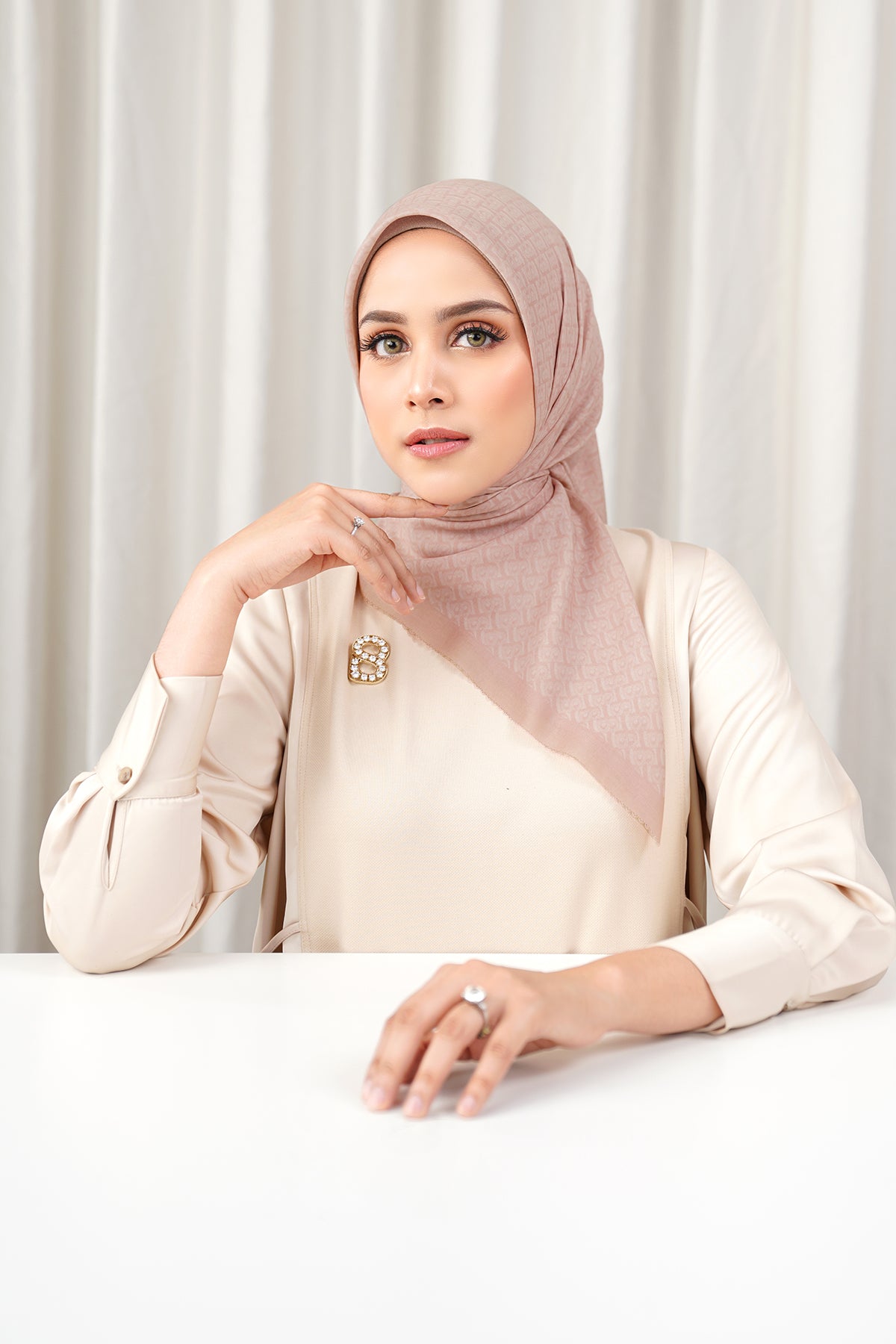 Bimu Voile Square - Minty Rose