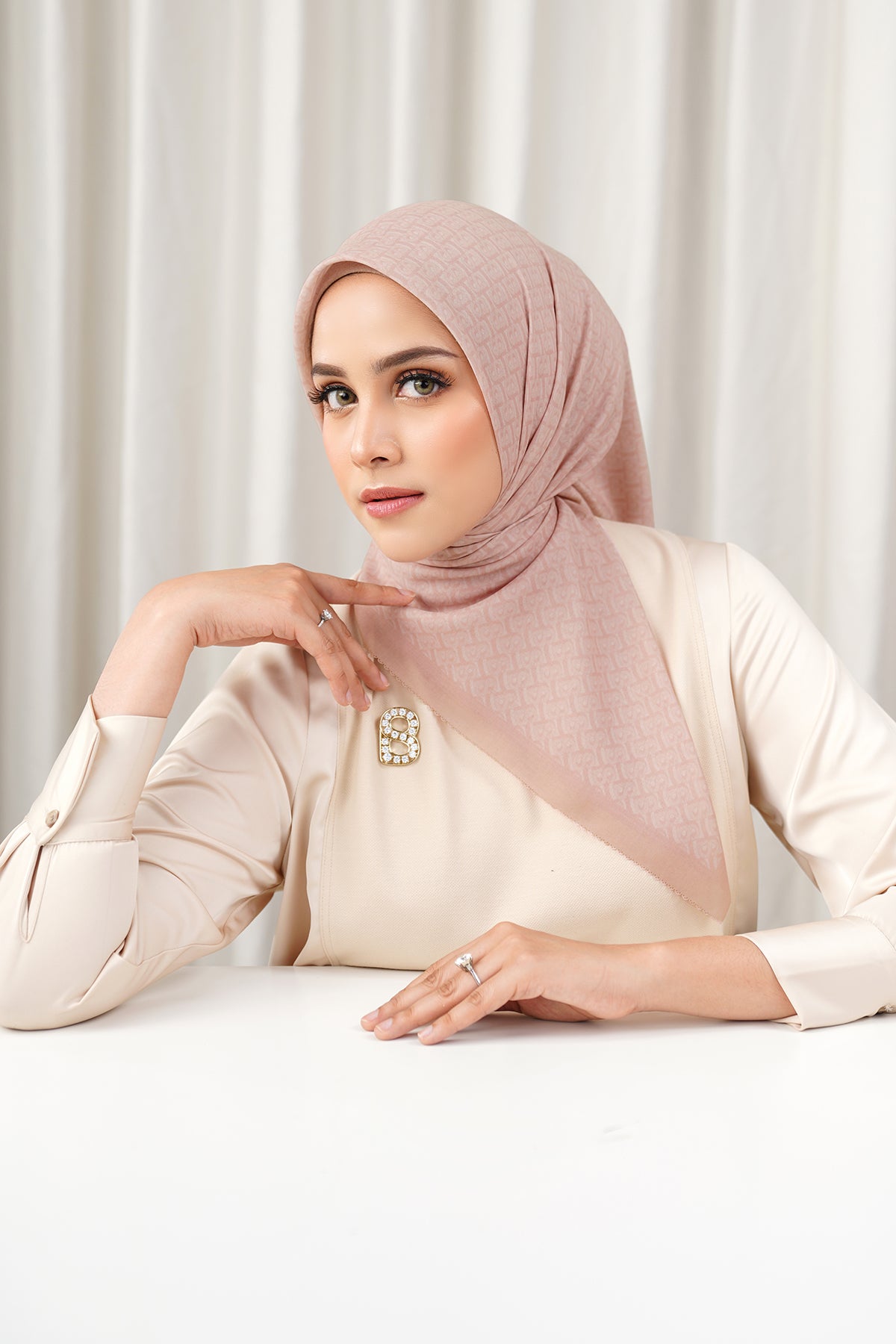 Bimu Voile Square - Minty Rose