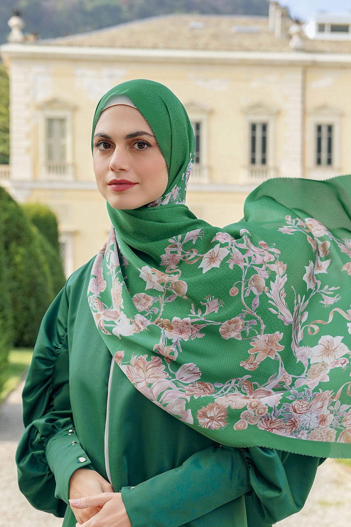 Farra Satin Shawl - Alocasia