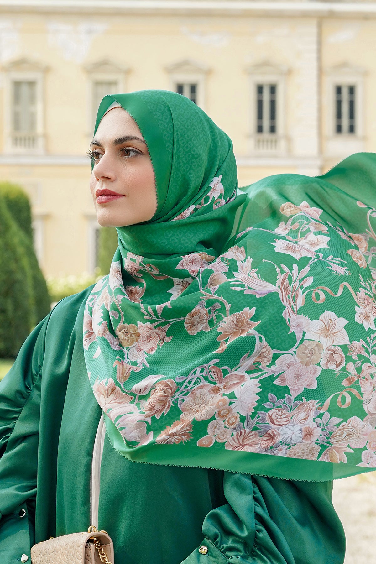 Farra Satin Shawl - Alocasia