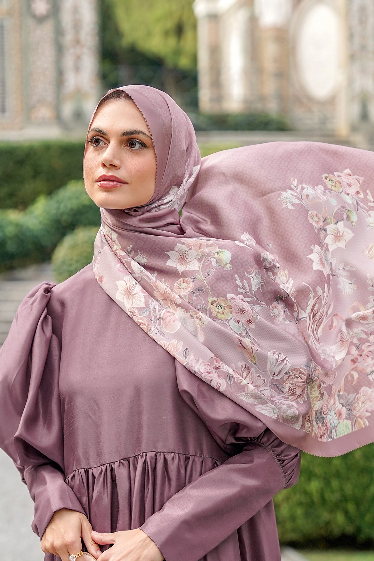 Farra Satin Shawl - Iris