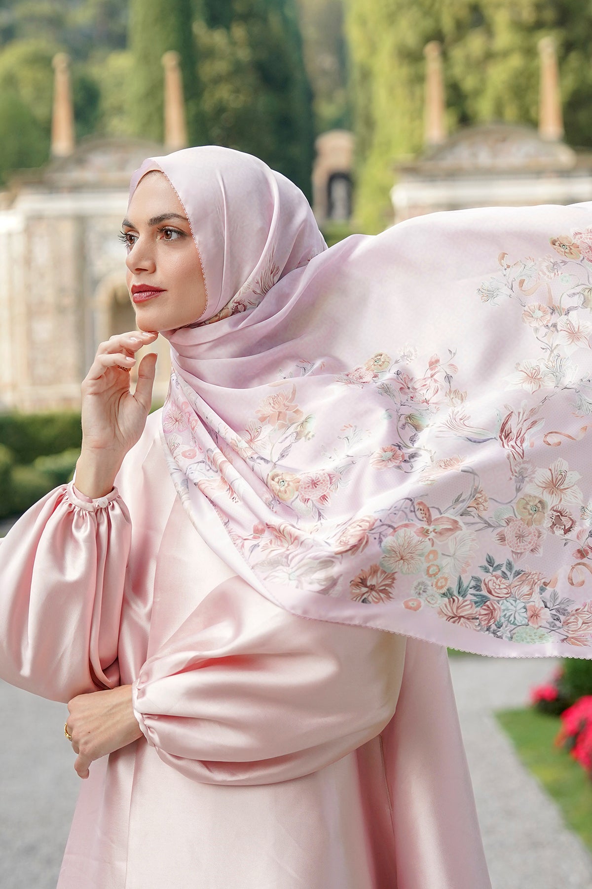 Farra Satin Shawl - Sweetpea