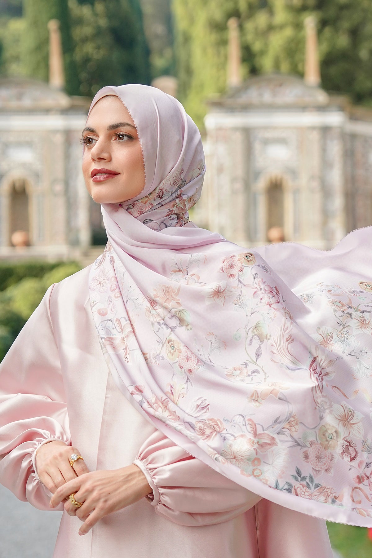 Farra Satin Shawl - Sweetpea
