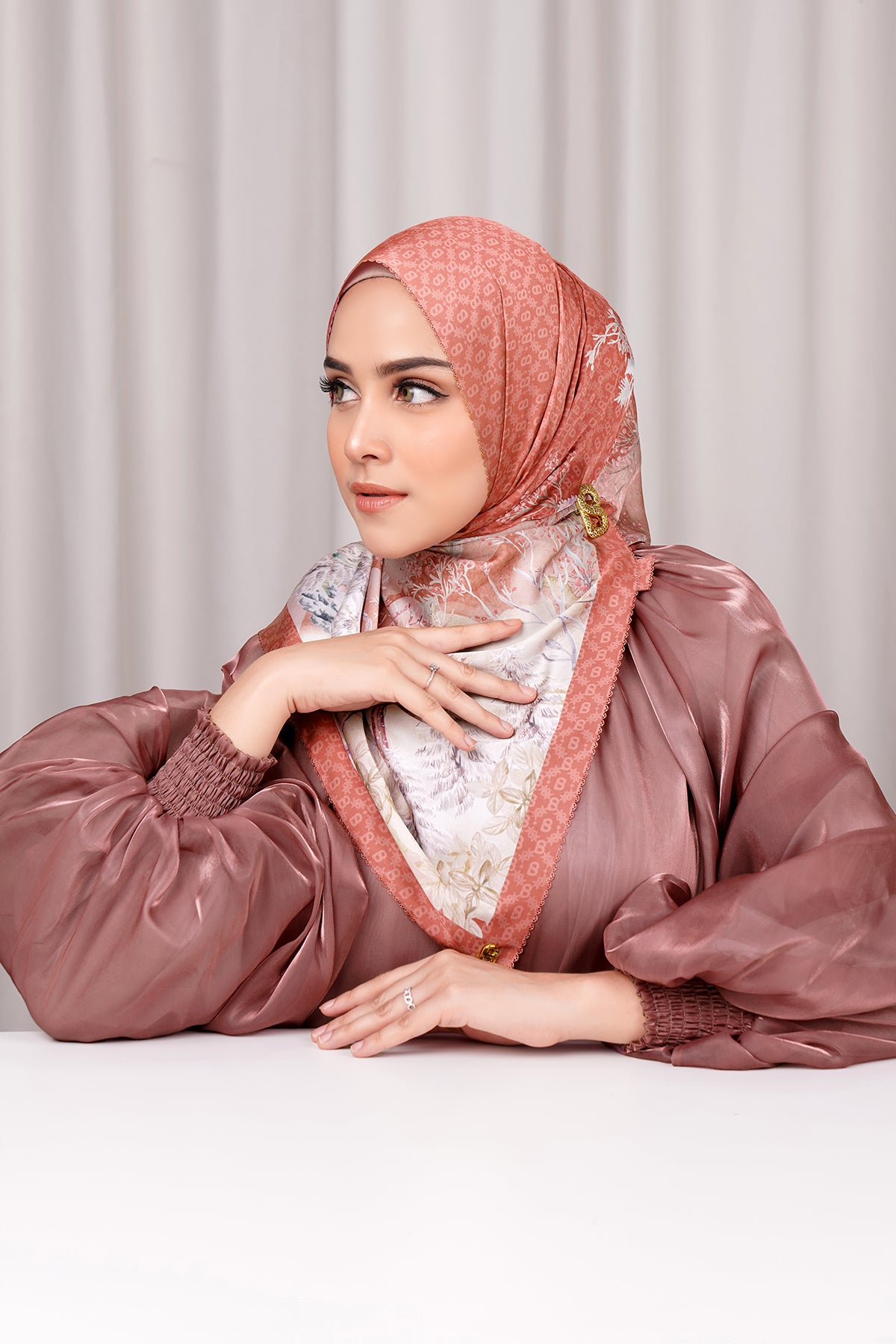 Holiday Satin Shawl - Brick