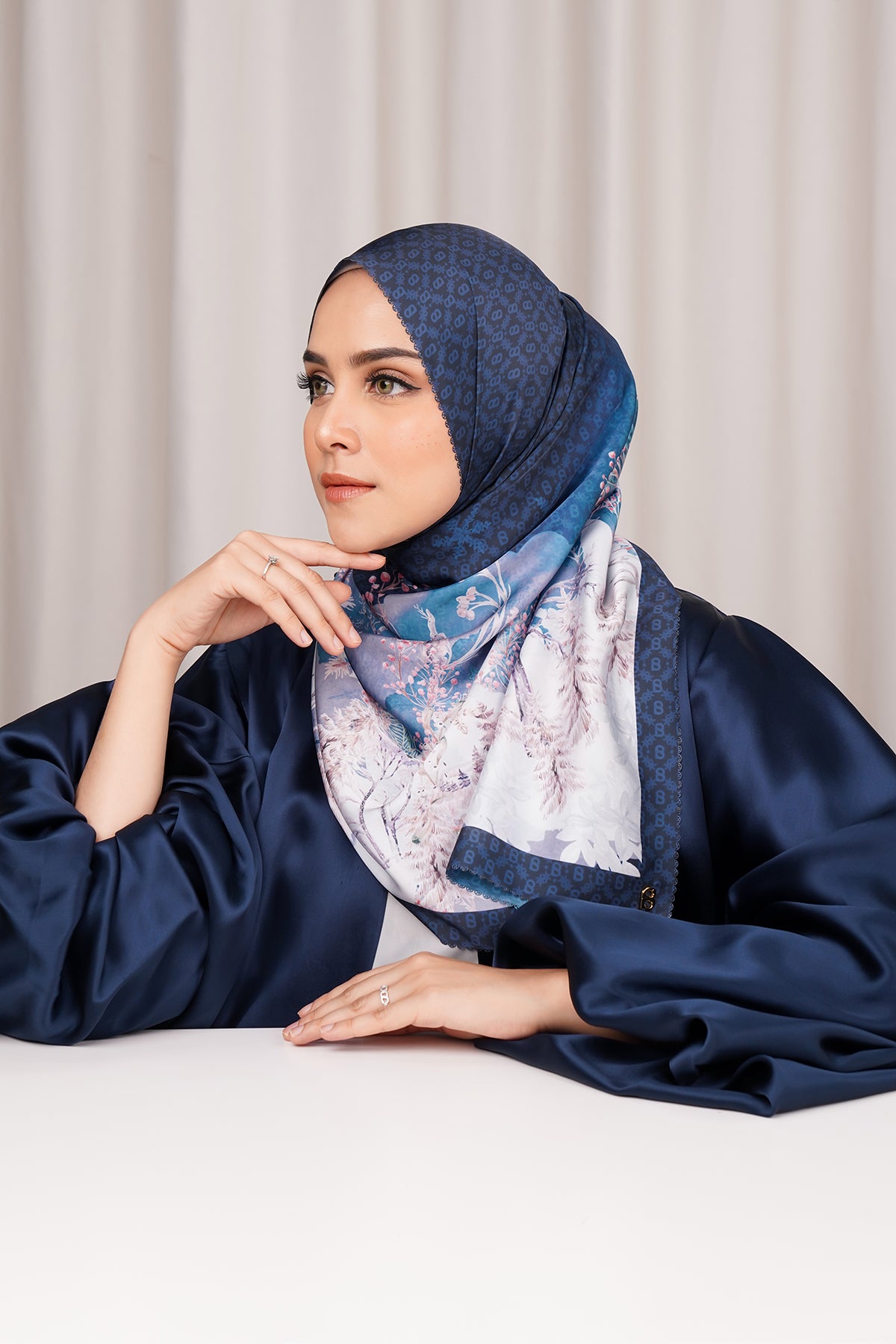 Holiday Satin Shawl - Deep Blue