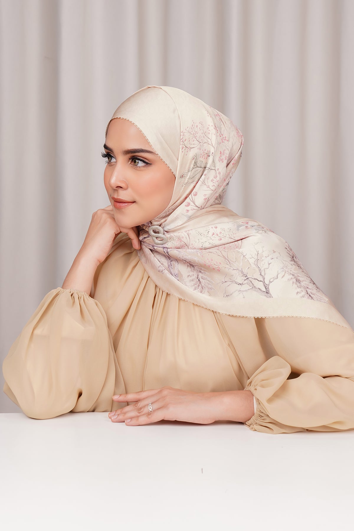 Holiday Satin Shawl - Egg Nog