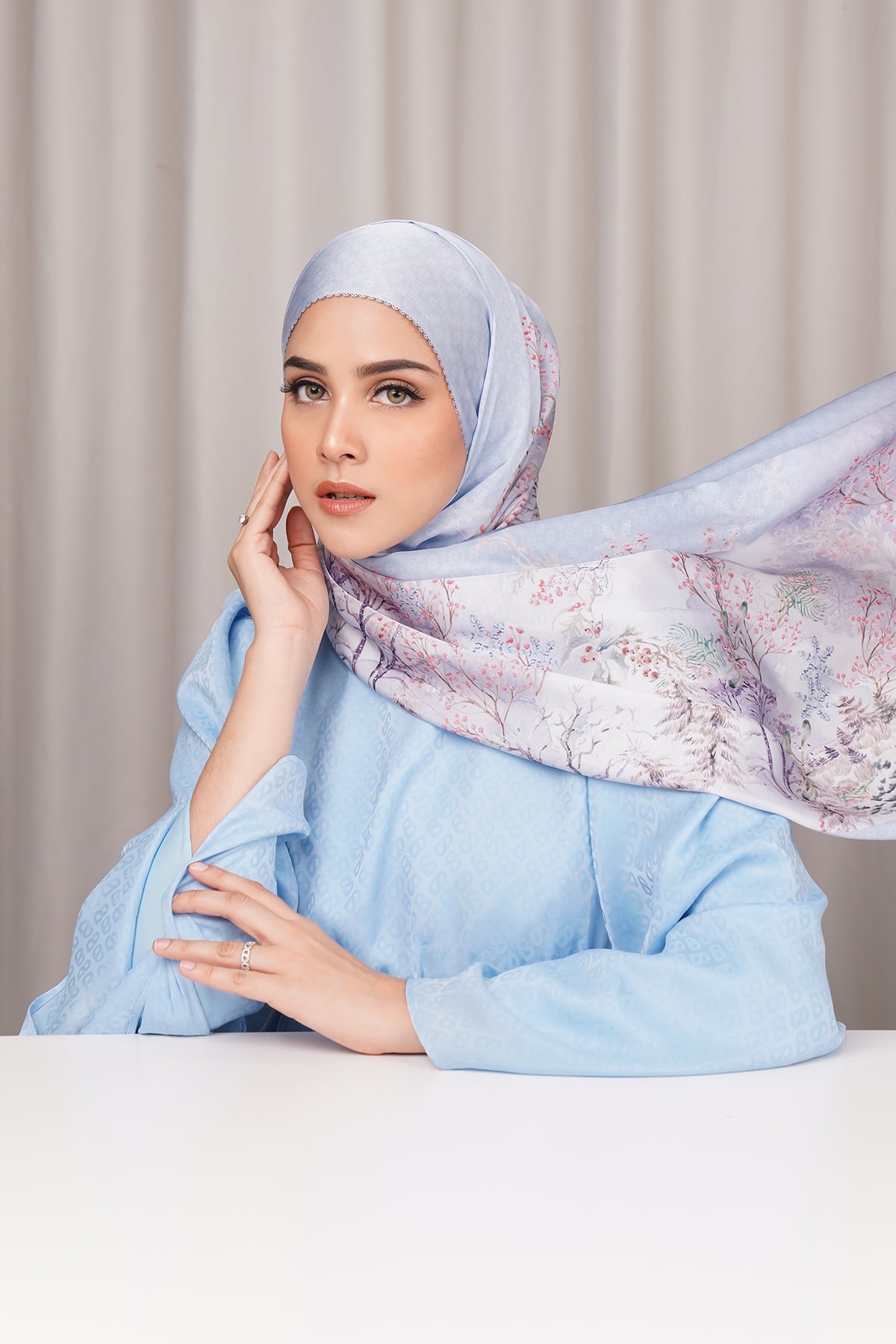 Holiday Satin Shawl - Glacier