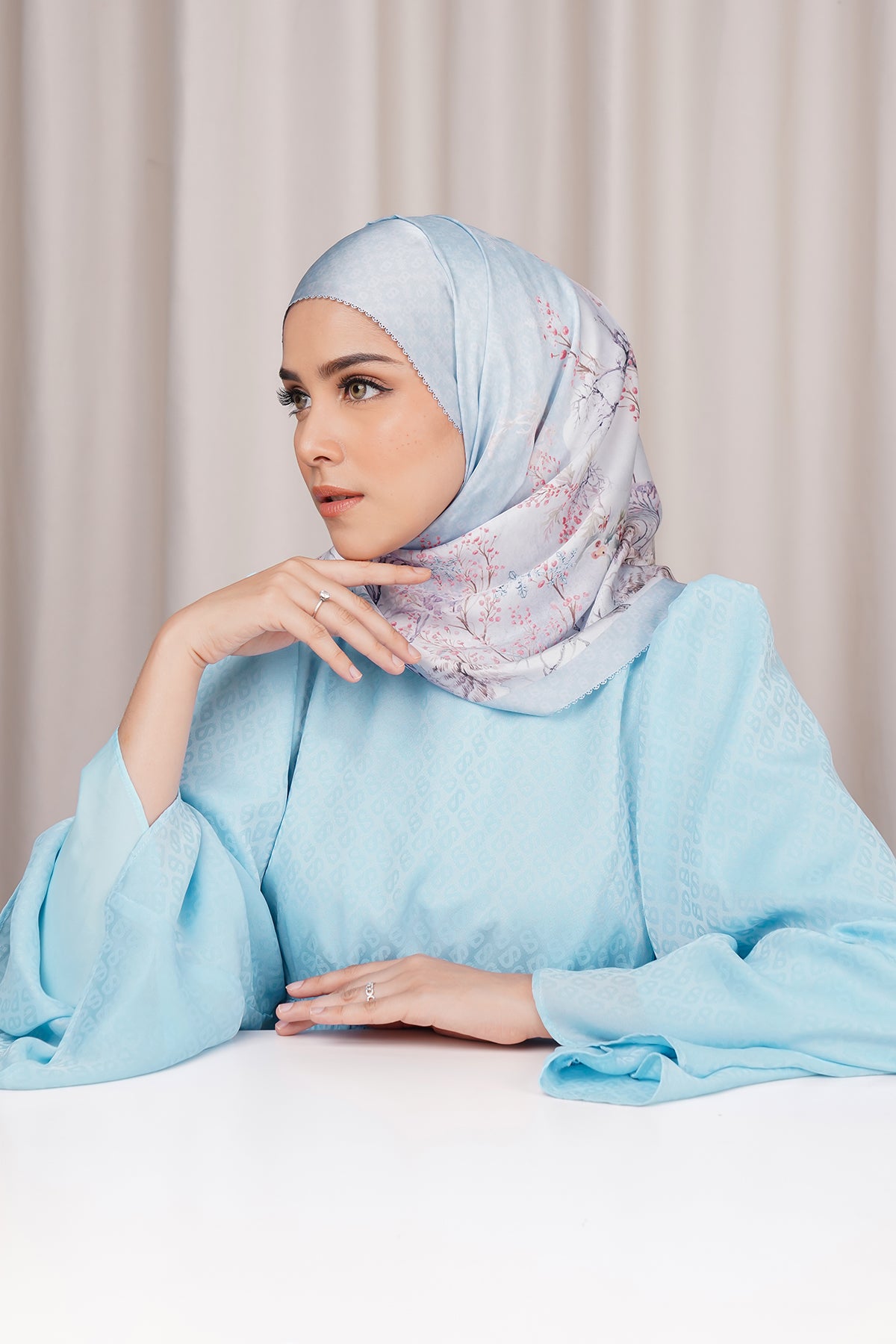 Holiday Satin Shawl - Glacier