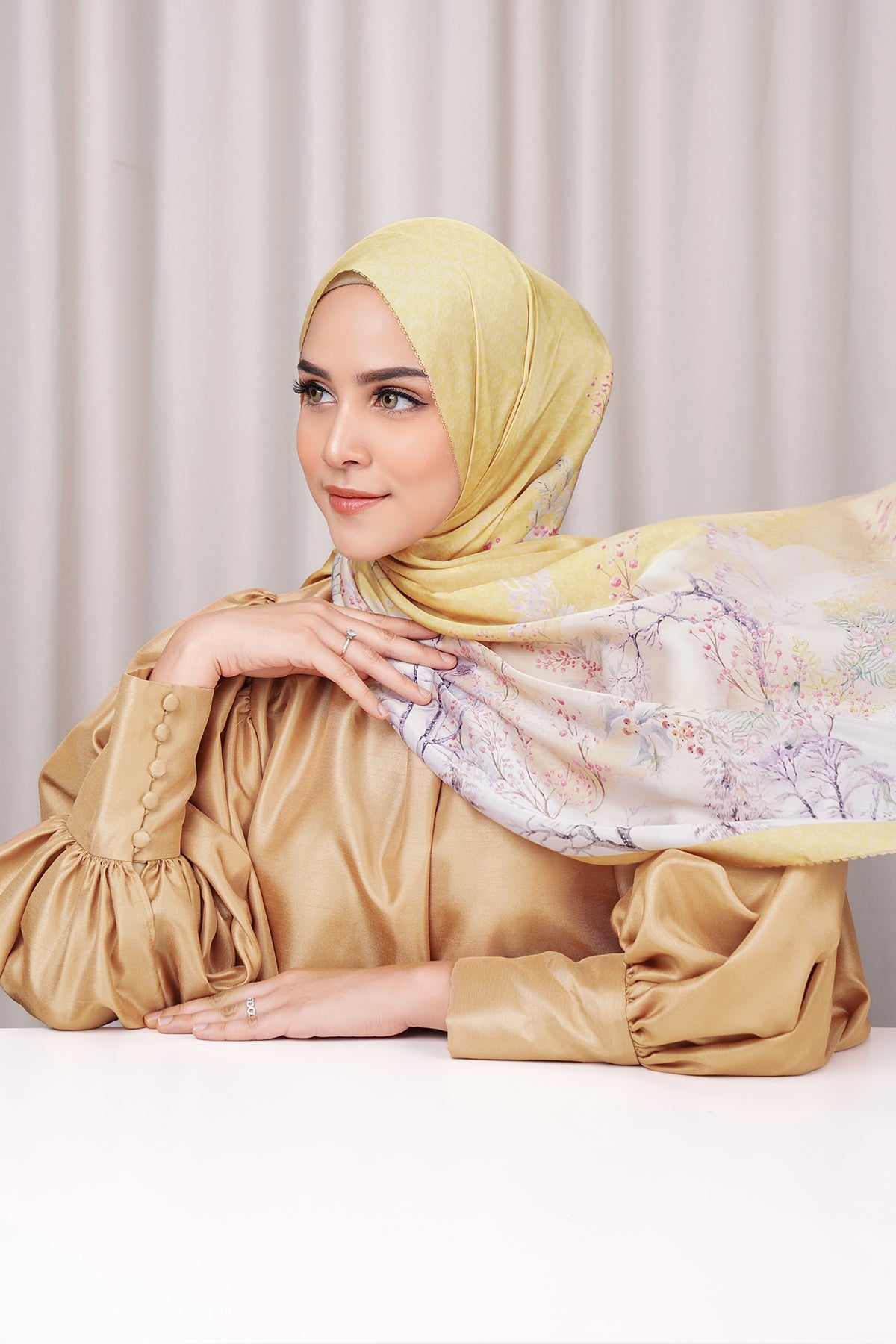 Holiday Satin Shawl - Honey