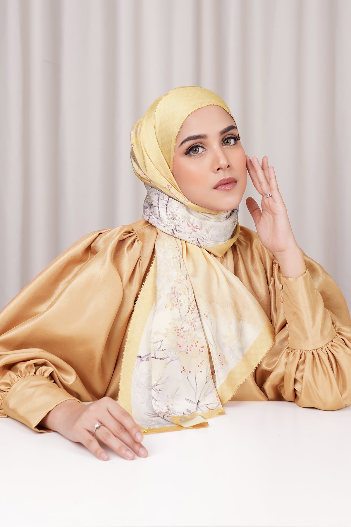 Holiday Satin Shawl - Honey