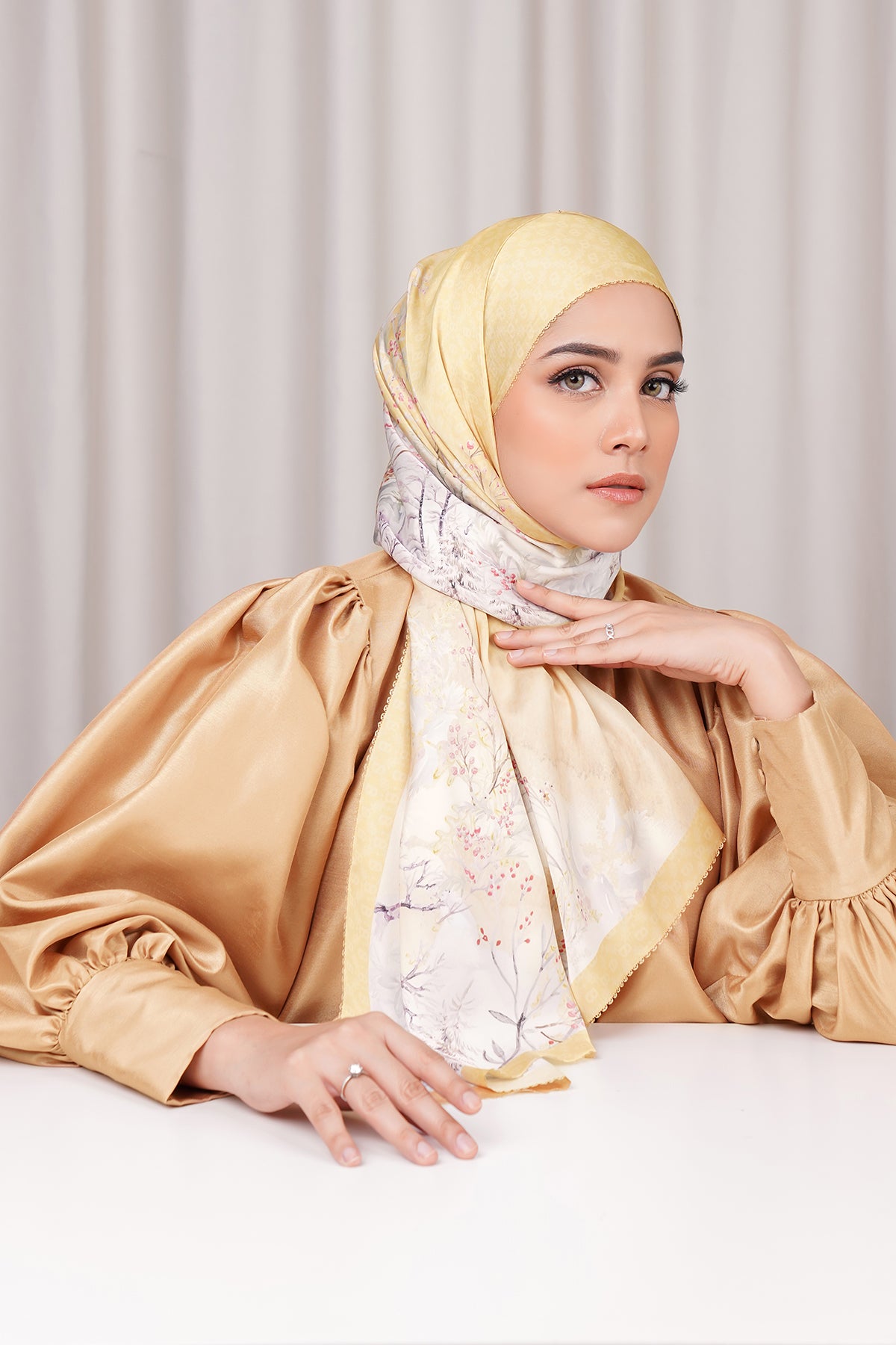 Holiday Satin Shawl - Honey