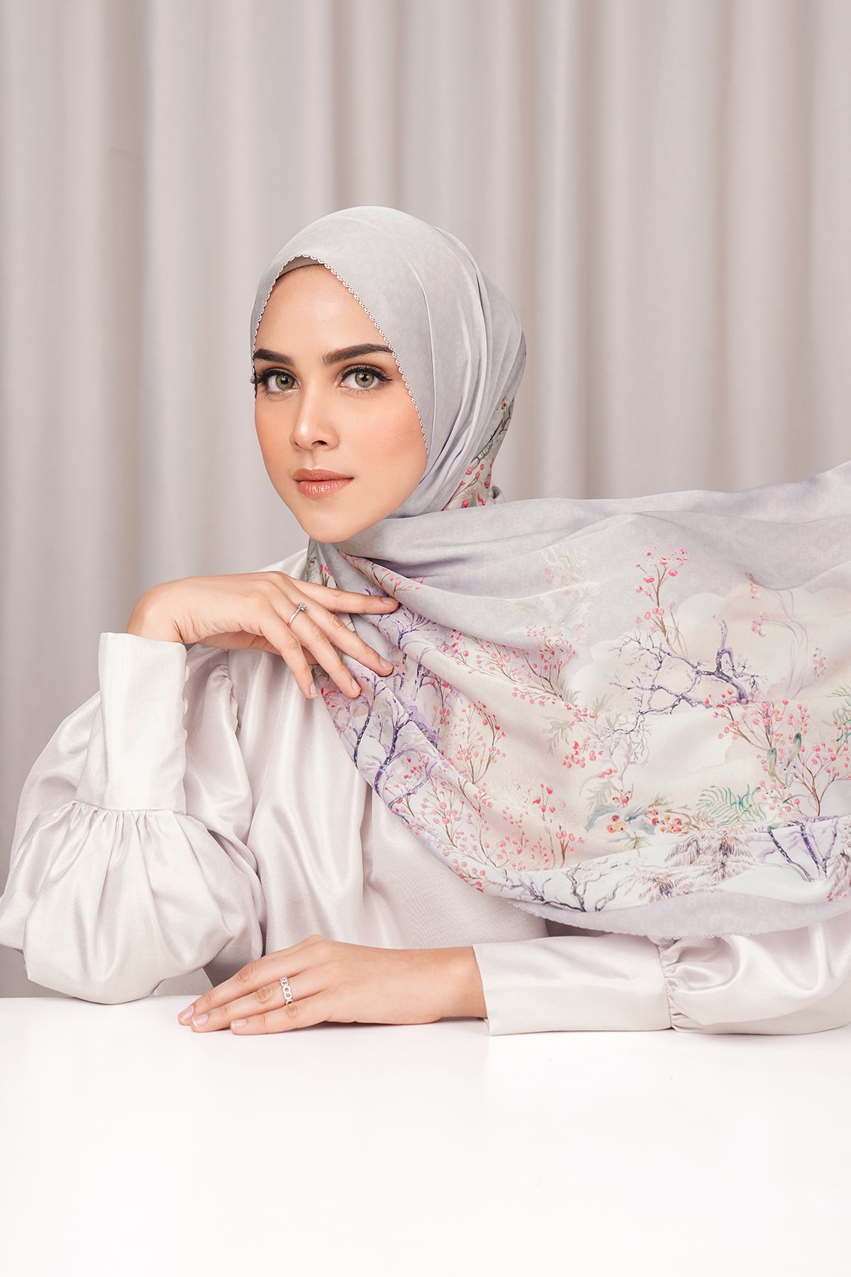 Holiday Satin Shawl - Shadow