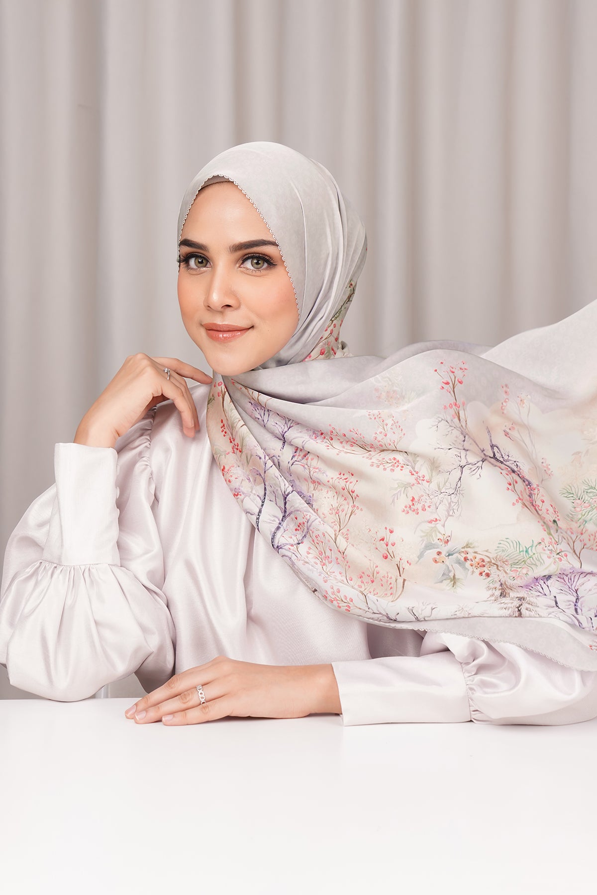 Holiday Satin Shawl - Shadow