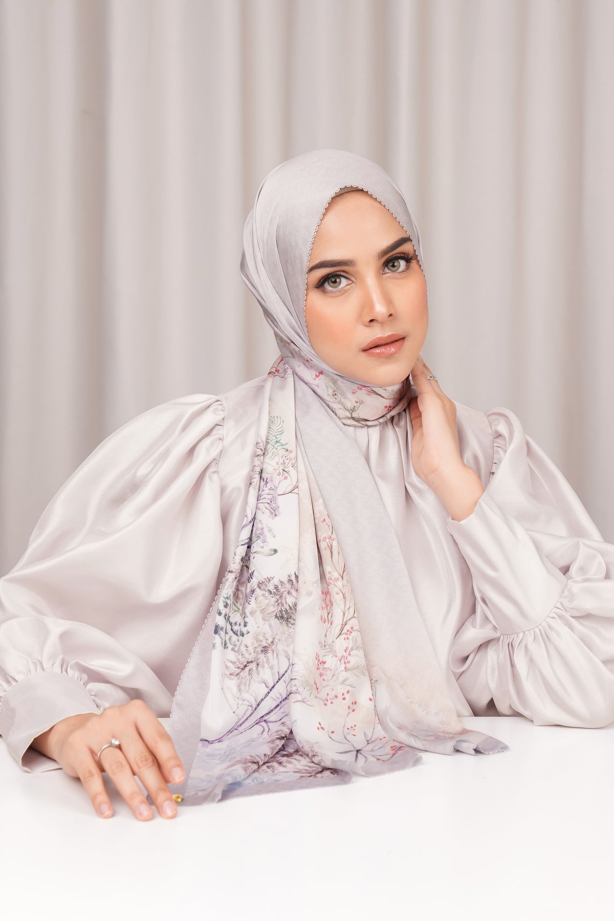 Holiday Satin Shawl - Shadow