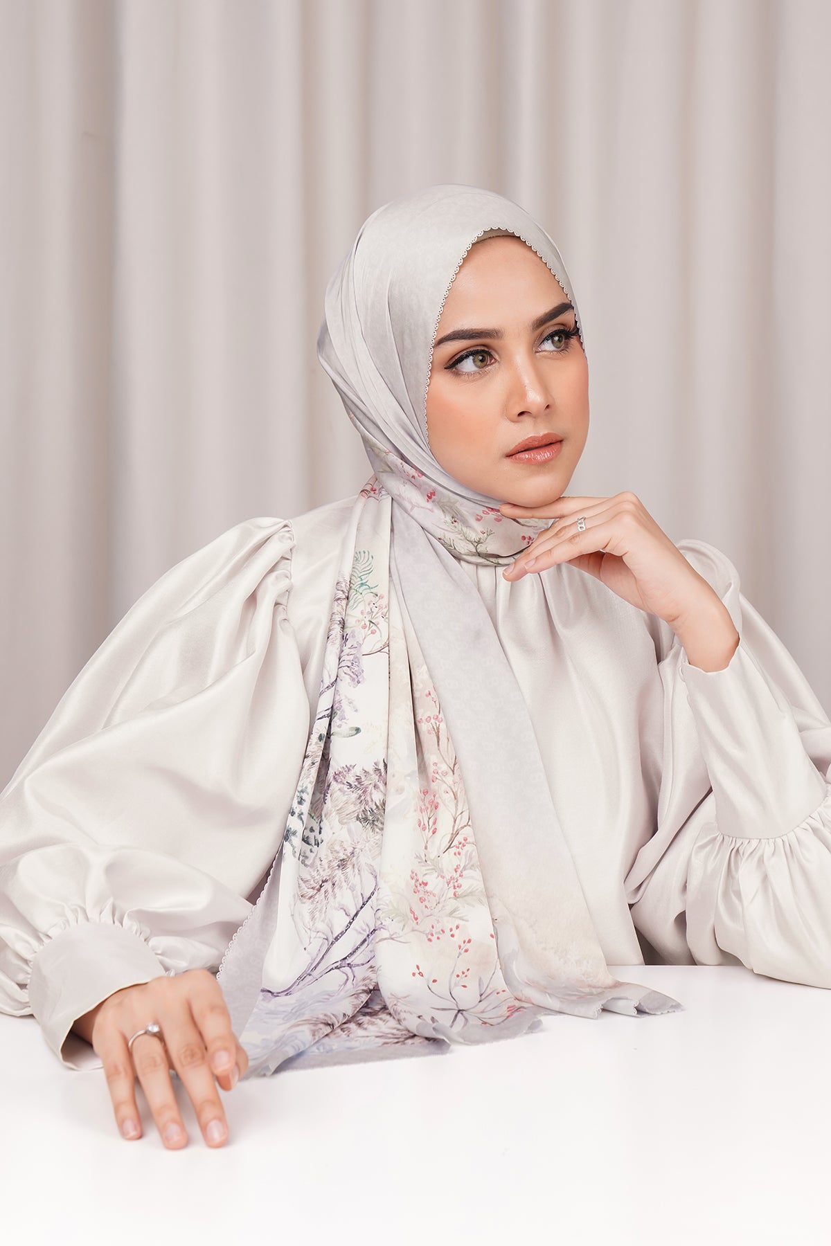 Holiday Satin Shawl - Shadow