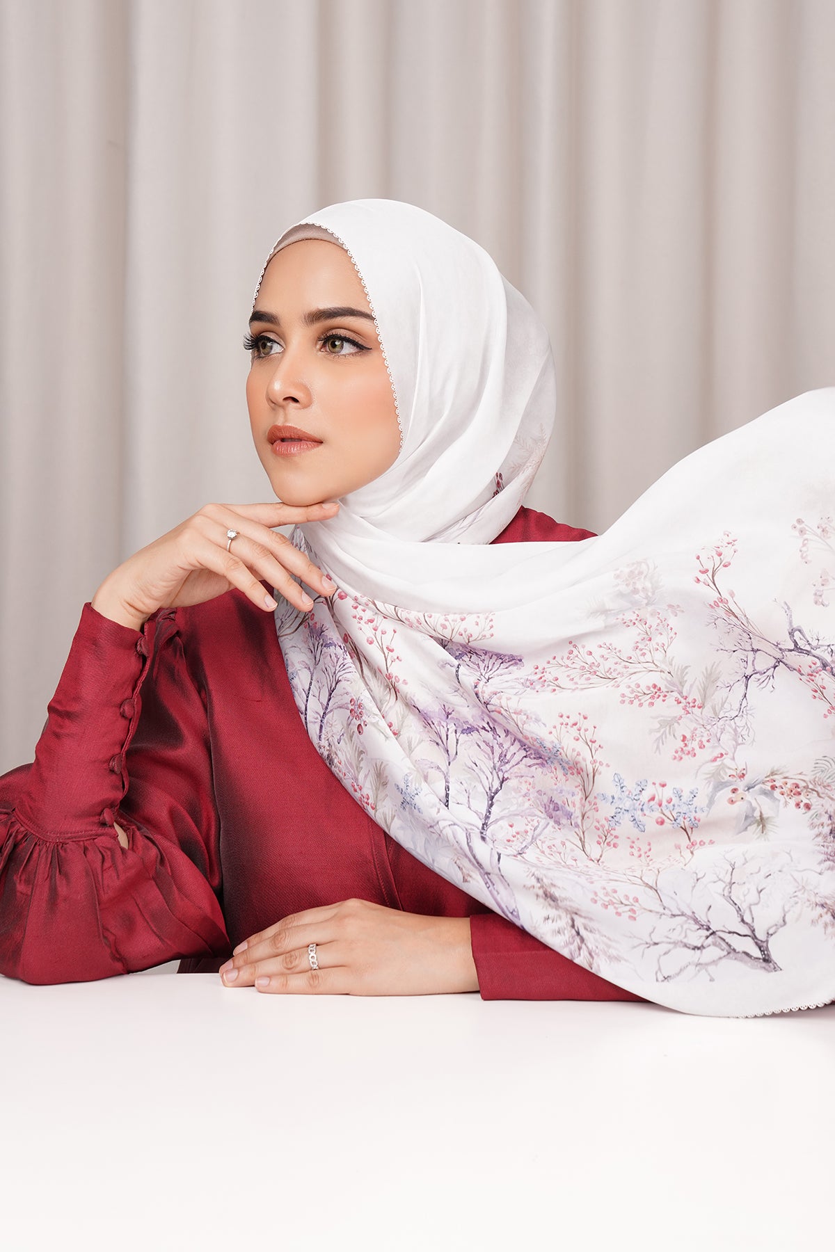 Holiday Satin Shawl - Snow