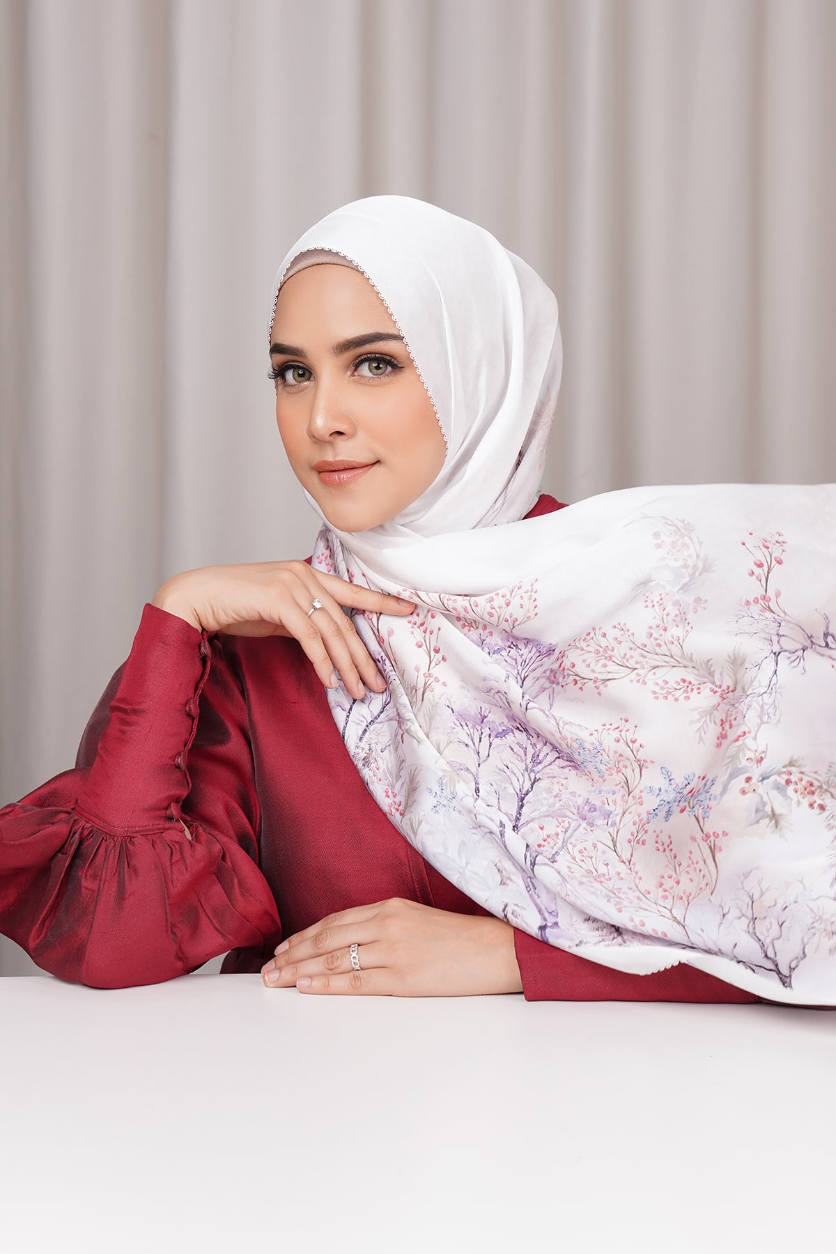 Holiday Satin Shawl - Snow