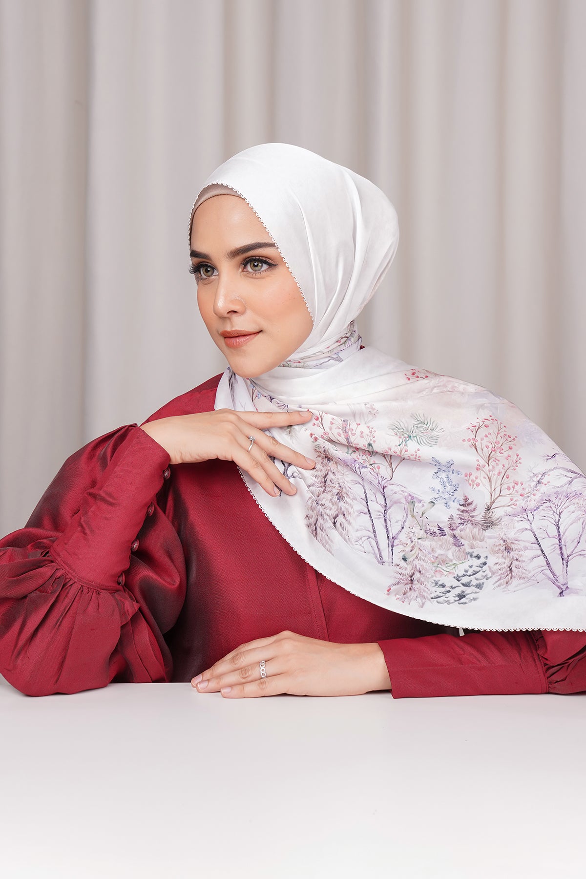 Holiday Satin Shawl - Snow