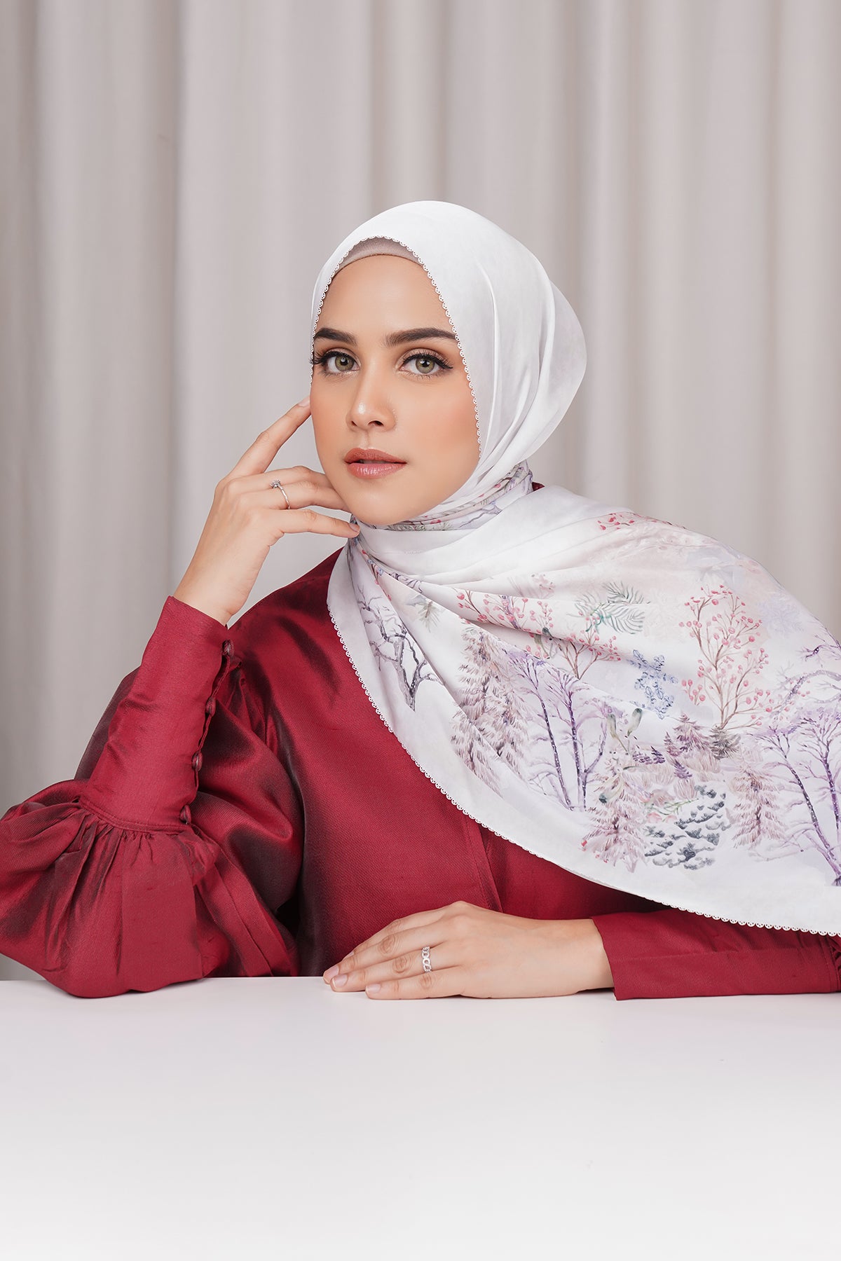 Holiday Satin Shawl - Snow