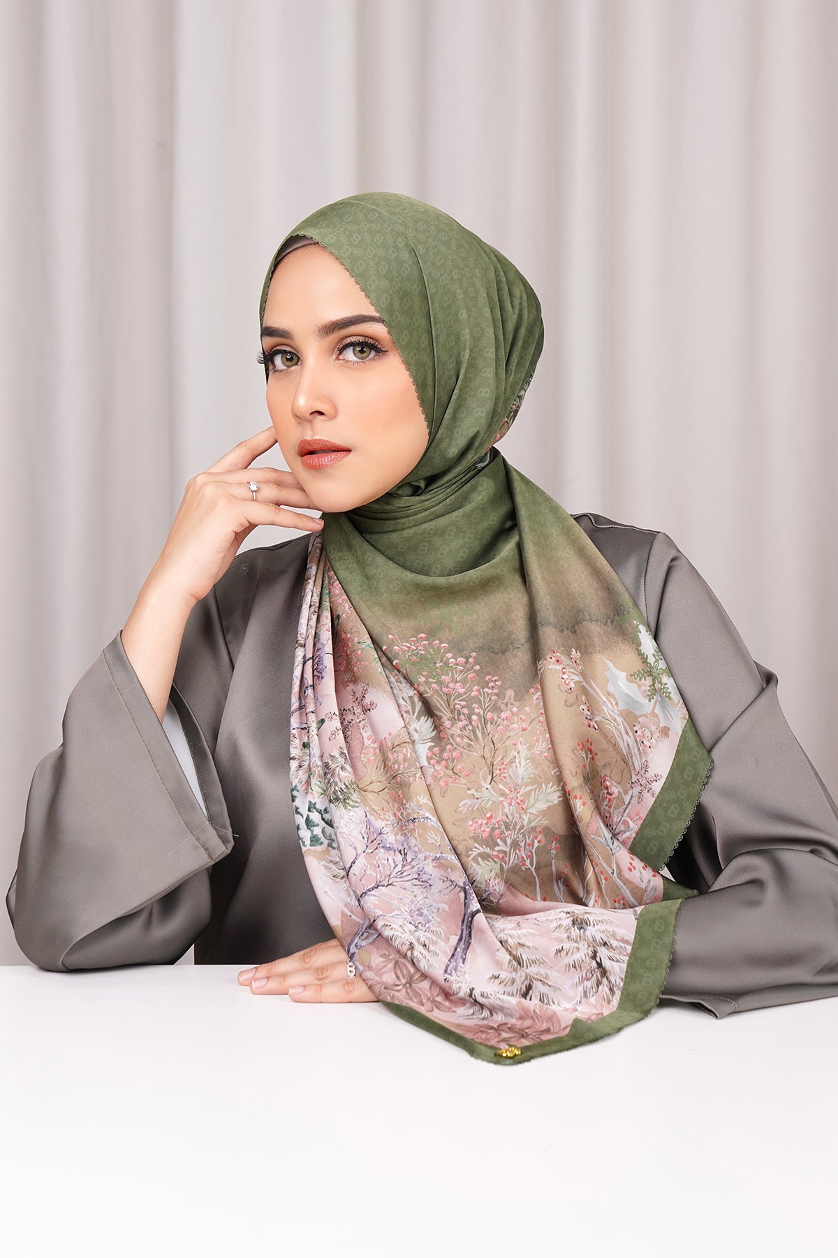 Holiday Satin Shawl - Spruce