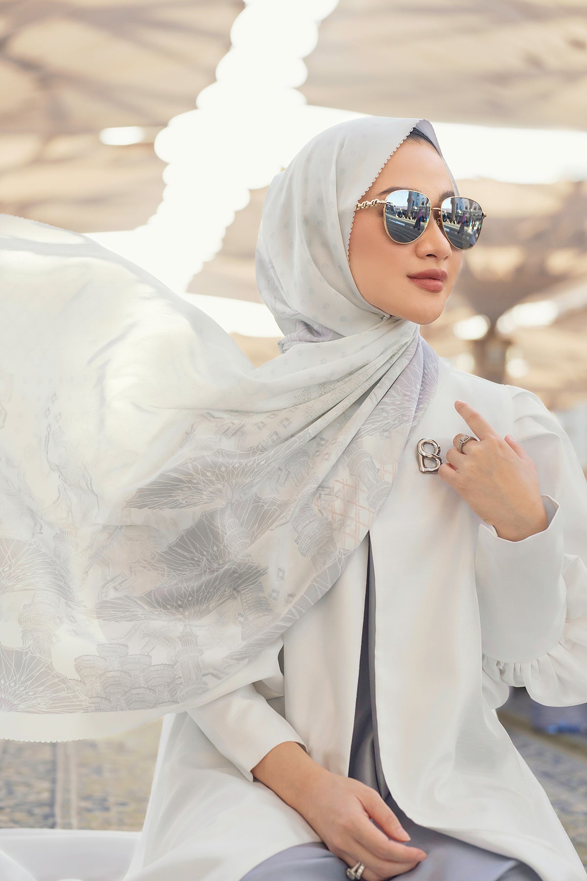 Medina 2 Satin Shawl - Serenity