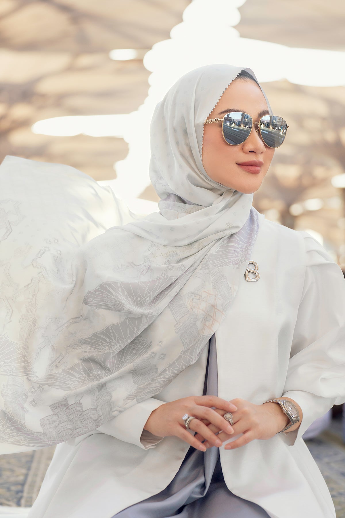 Medina 2 Satin Shawl - Serenity