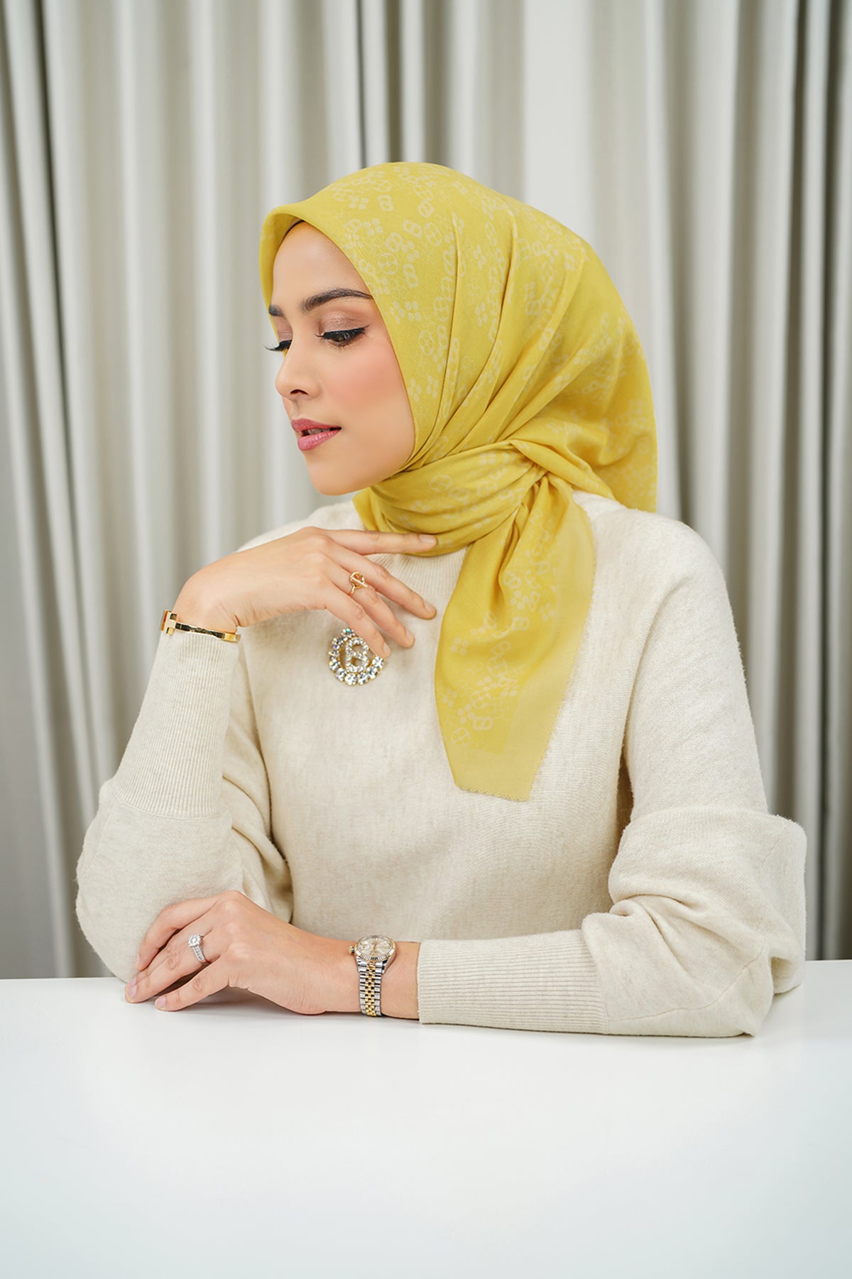 Monogram Scramble Voile Kare - Kadife Çiçeği