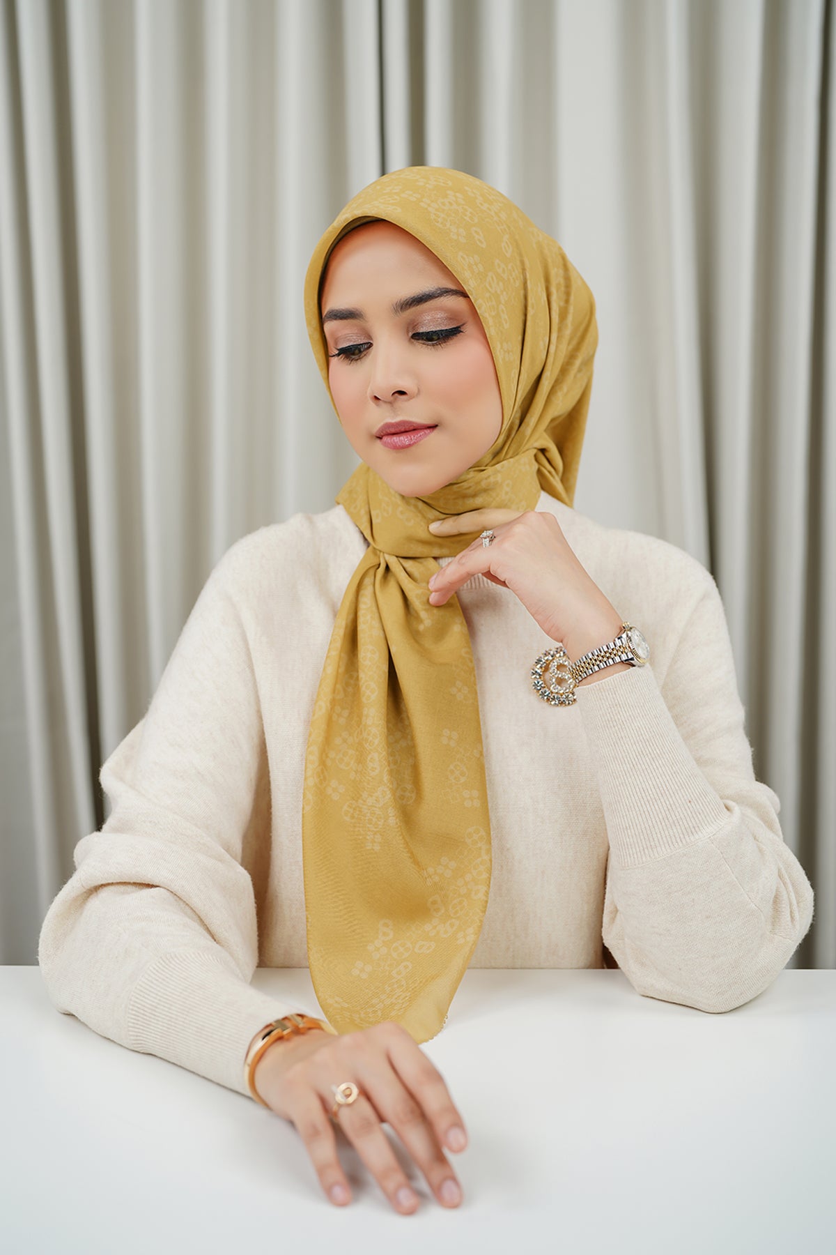 Monogram Scramble Voile Square - Ochre