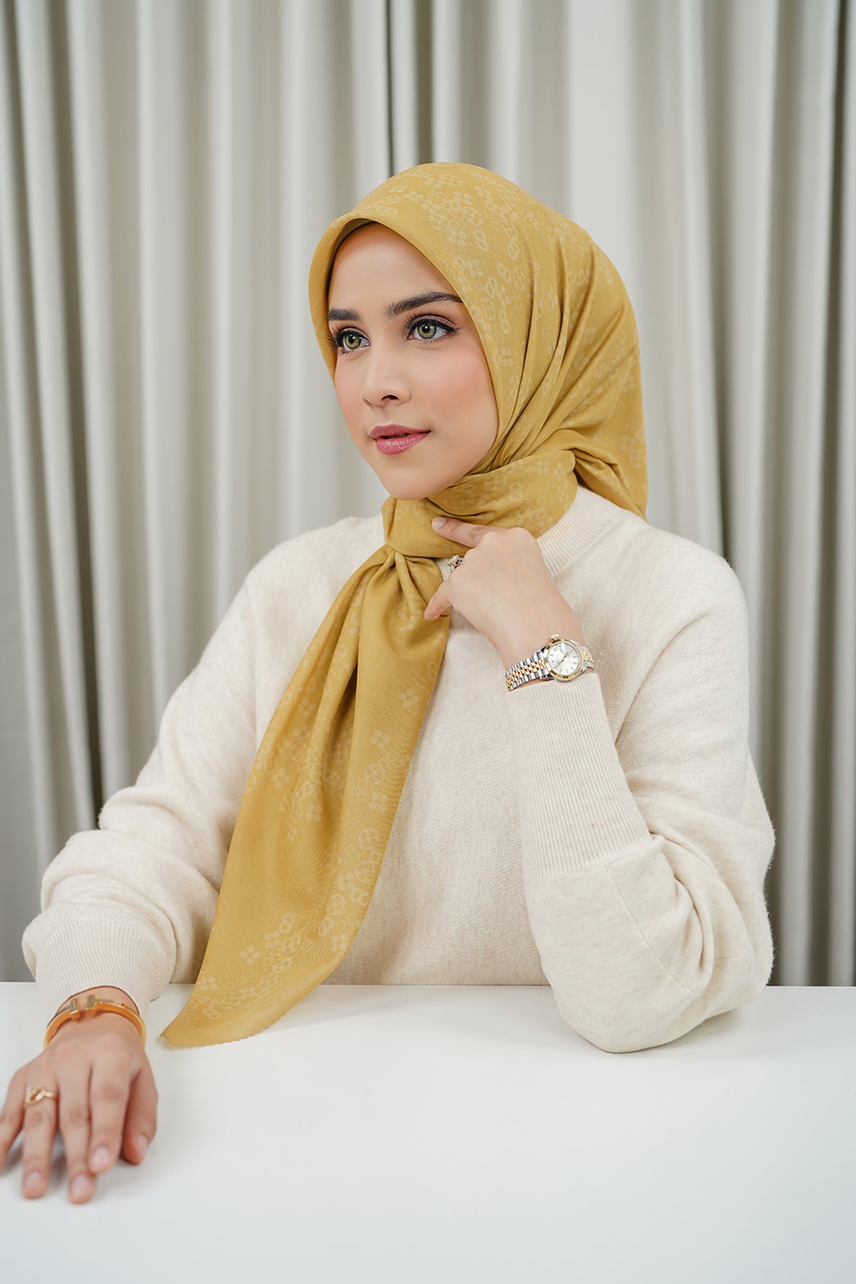 Monogram Scramble Voile Square - Ochre