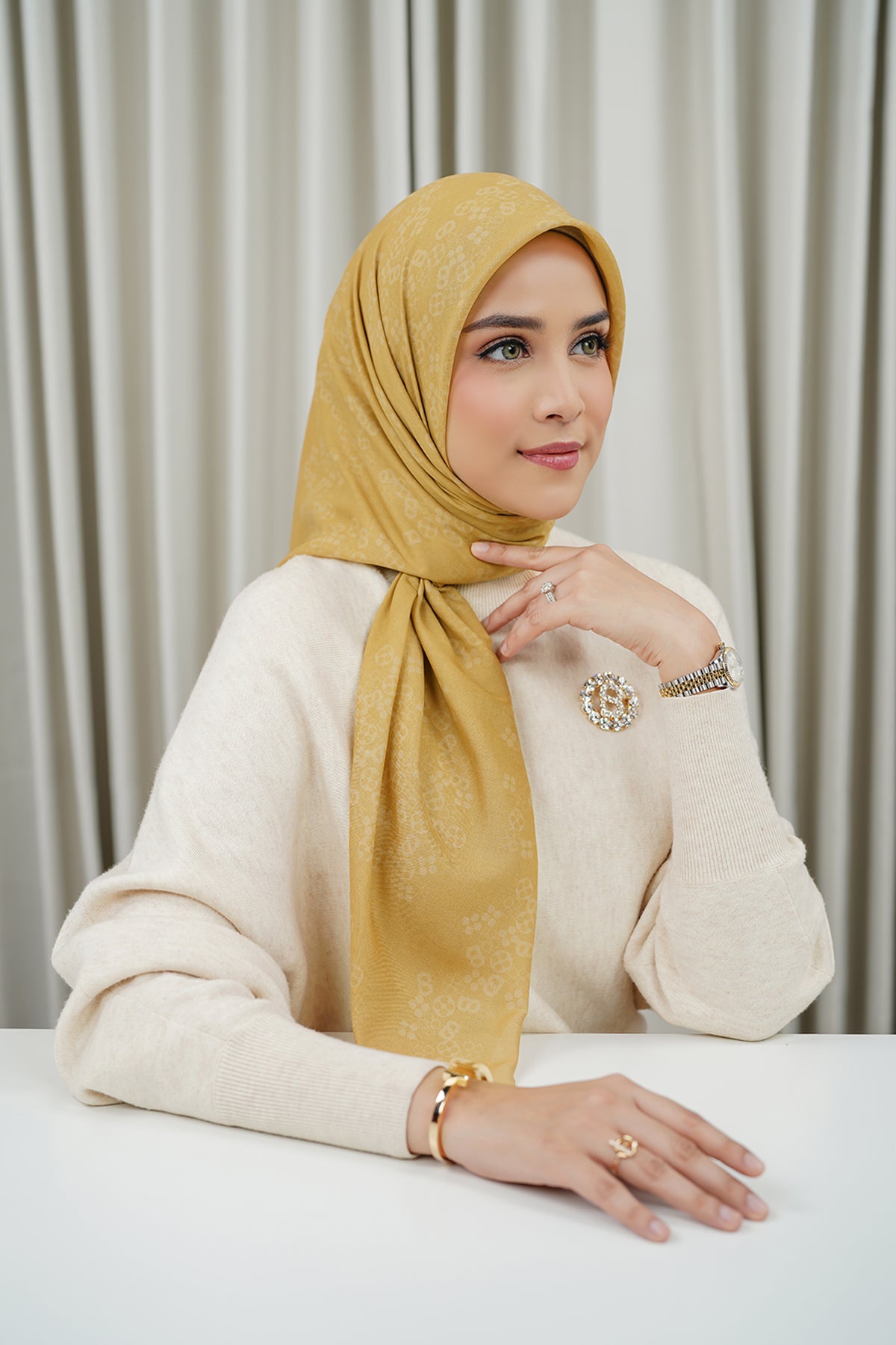 Monogram Scramble Voile Square - Ochre