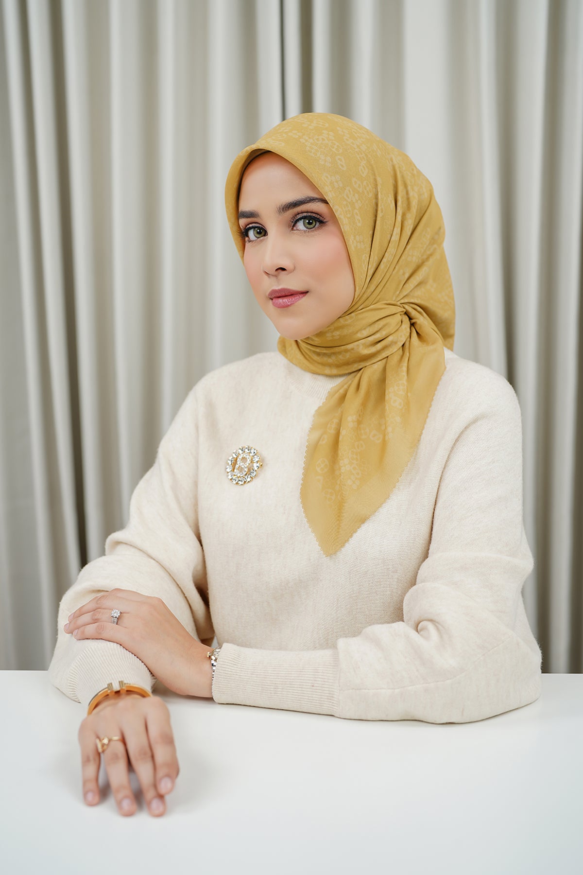 Monogram Scramble Voile Square - Ochre